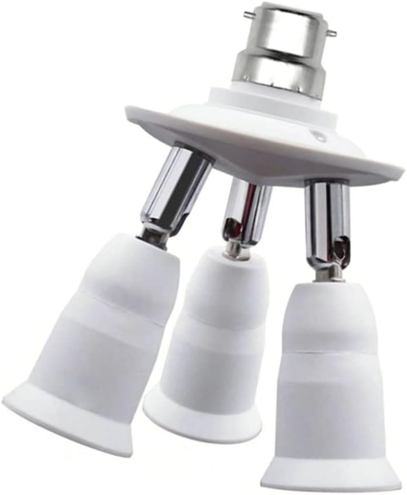 Light Socket, Splitter 3 in 1 360 Degree Adjustable 180 Degree Bendable B22 to E27 E26 Bulbs Socket Holder Lamp Bases image number 2
