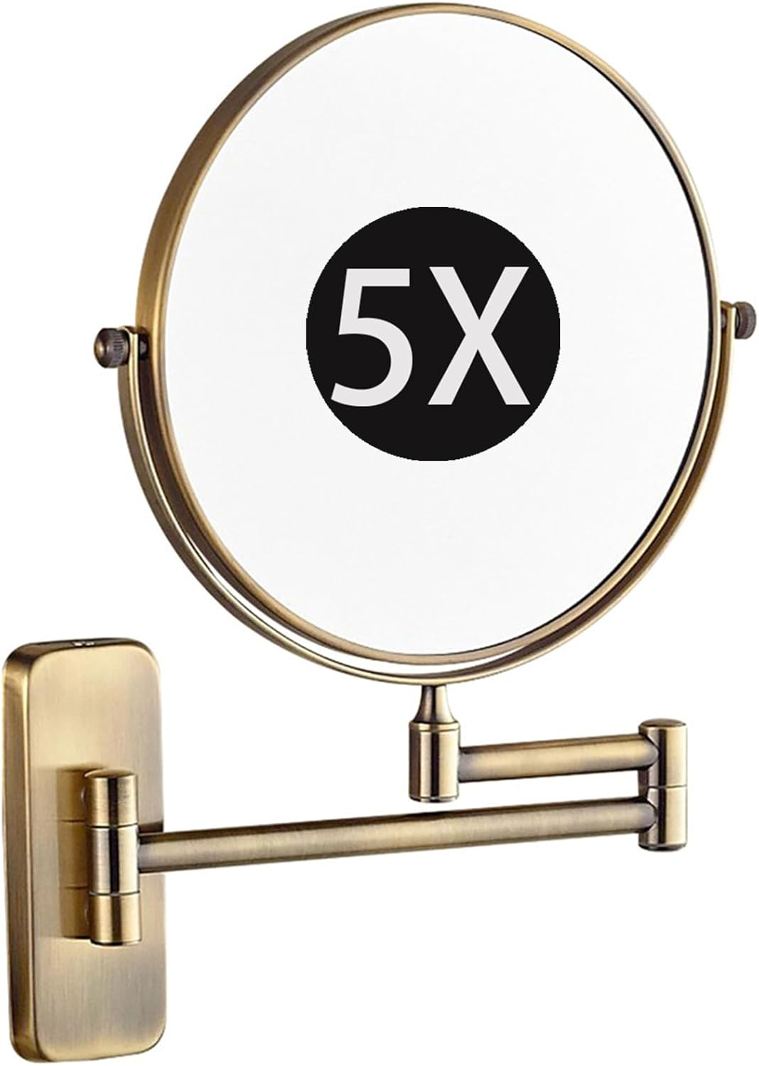 8" Wall Mounted Makeup Mirror with Magnification, Double Sided Magnifying Mirror, Extendable Cosmetic Vanity Mirror for Bathroom,Chrome,7X