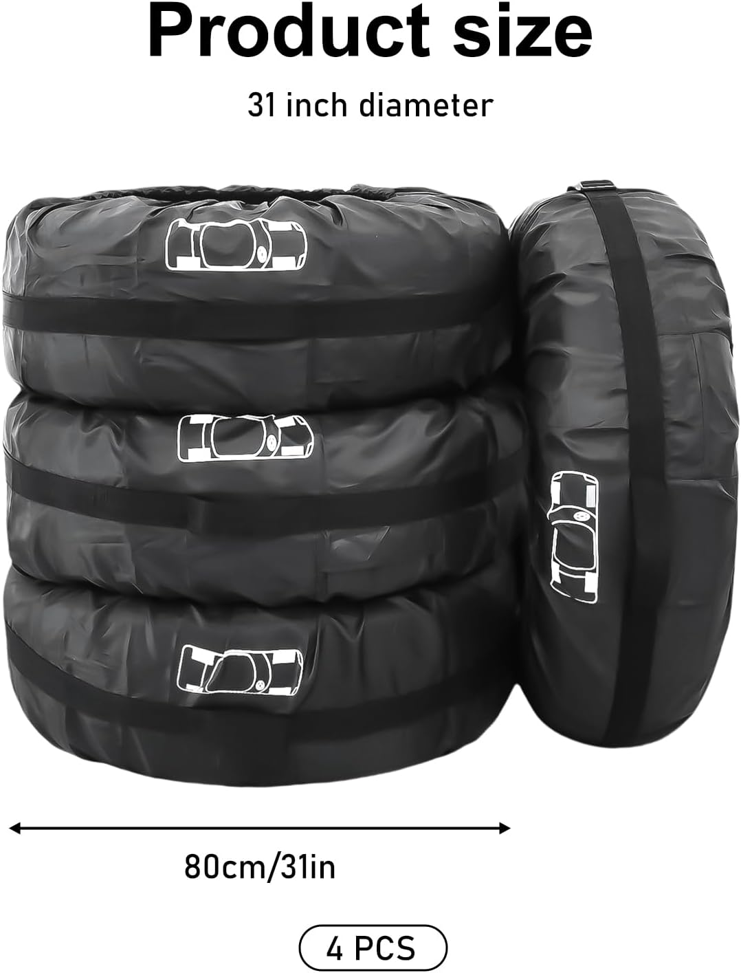 Set of 4 Tyre Bags 19-23 Inch Waterproof Tyre Bag, Tyre Protective Cover, Washable Tyre Bag, Tyre Cover, Tyre Cover, Spare Wheel Cover for Clean Transport and Storage image number 5