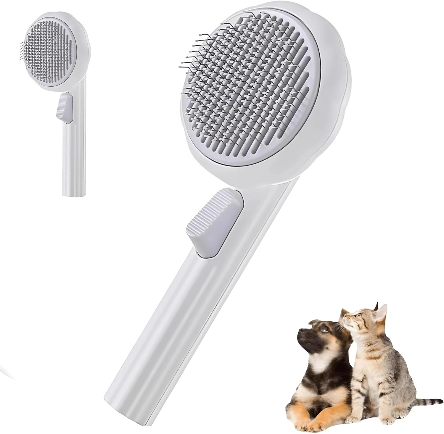 EZONEDEAL Pumpkin Cat Dog Brush, Self Cleaning Cat Brush for Shedding & Deshedding, Deep Cleaning Pet Brushes Pumpkin for Dogs, Cats, Puppy, Pet Grooming Brush Gently Removes Loose Undercoat (Green)