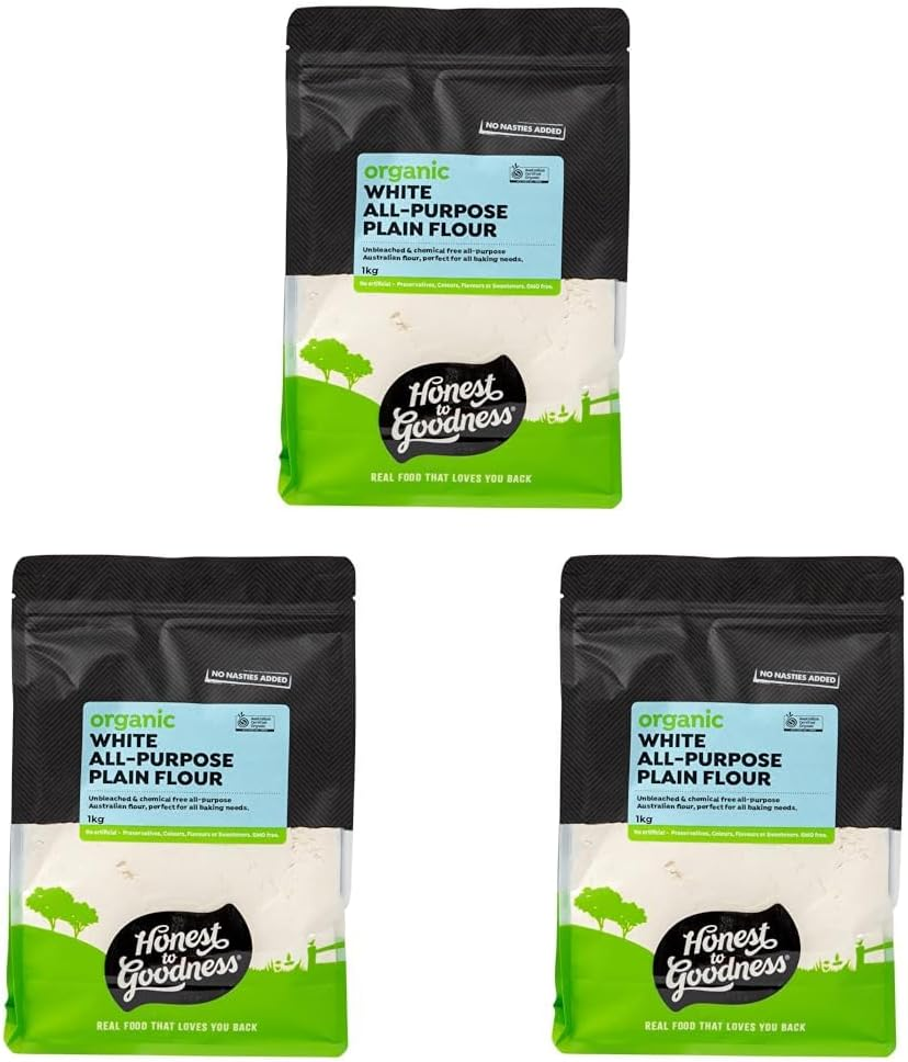 Honest to Goodness, Organic Unbleached White All-Purpose Plain Flour, 2 Kg - 100% Natural and Free from Artificial Enrichment. a Subtle Flavor and Smooth Texture,