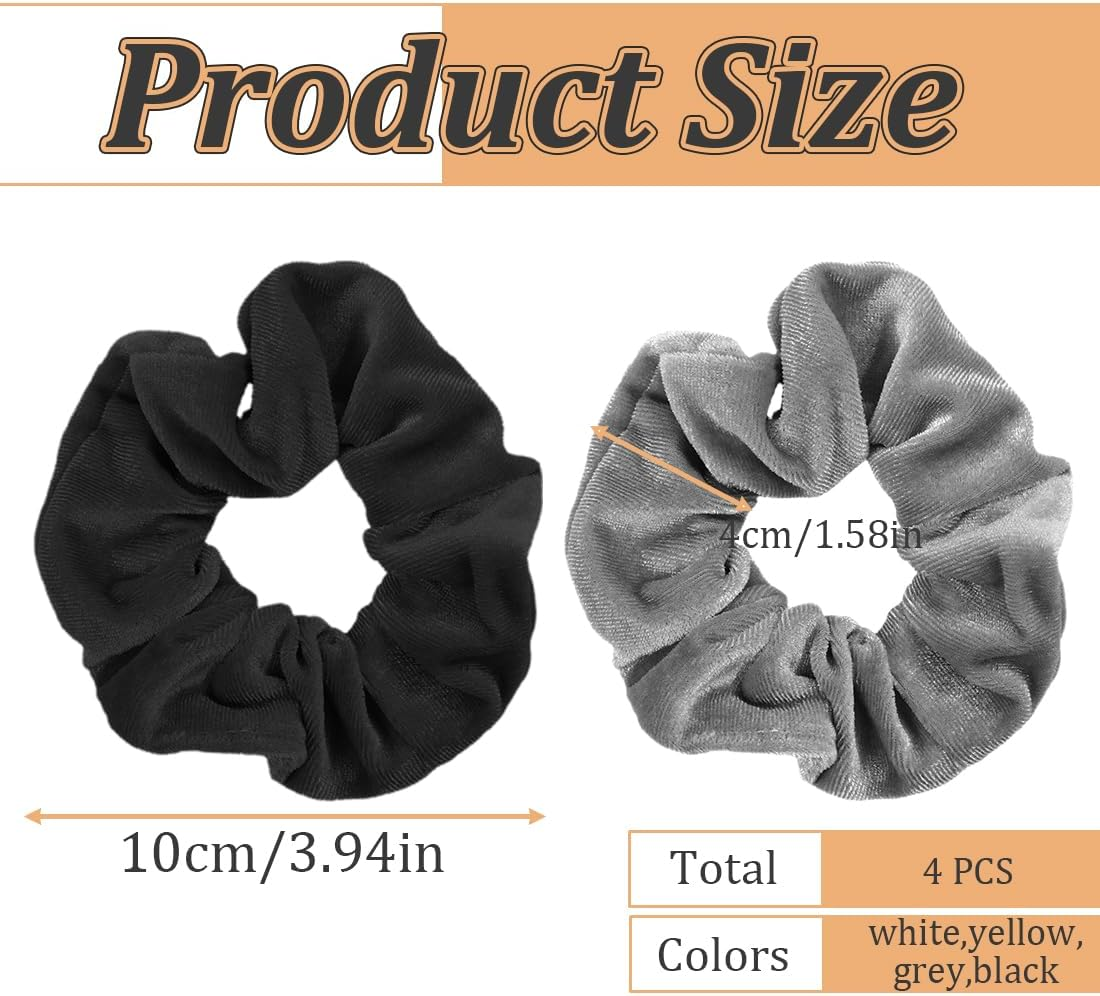 Pack of 4 Women'S Velvet Scrunchies with Zip Pocket, Girls Elastic Cable Elastics, Velvet Scrunchies with Hidden Zip Pocket, Elastic Hair Bands image number 1
