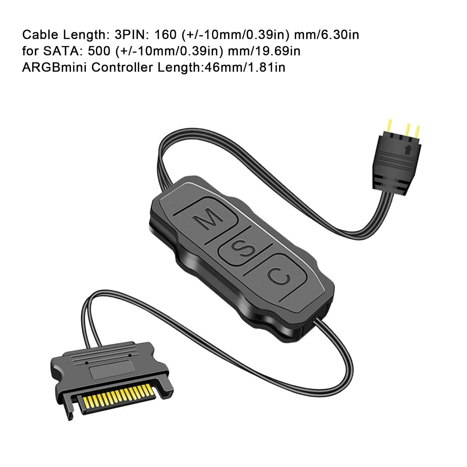 Mini ARGB PC Fans Controller Kit, 5V 3Pin ARGB Connector Light Stripe Remote Controller, SATA Power Supply Computer ARGB Fans Hub Control (Black) image number 6