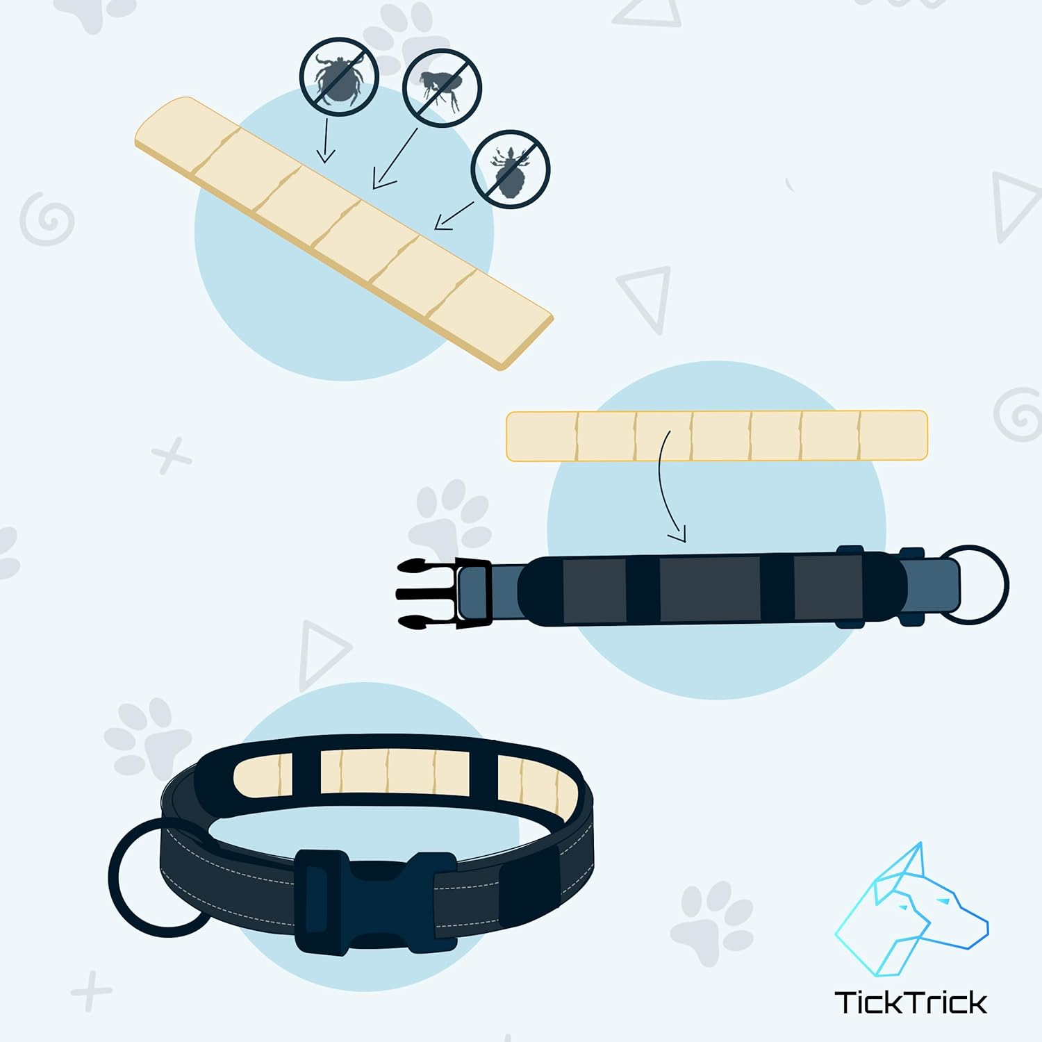 Ticktrick Dog Collar with Integrated Tick Tape Holder - Training Collar for Dogs Made of Durable Nylon - Reflective - S-XL - Black, Red, Blue - for Small & Large Dogs (Black, XL) image number 5