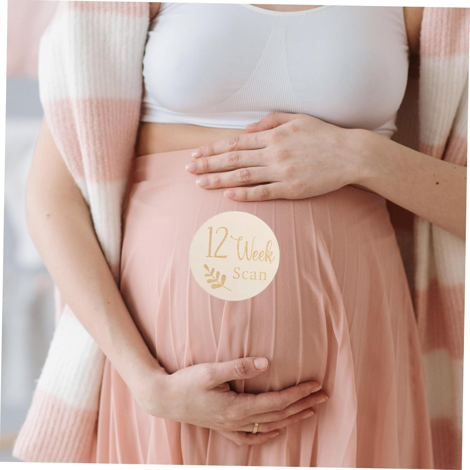 GALPADA Wooden Pregnancy Milestone Discs Set 11Pcs Double-Sided Baby Weekly Milestone Signs for Newborn Photo Props for Tracking Growth during Pregnancy Journey image number 5