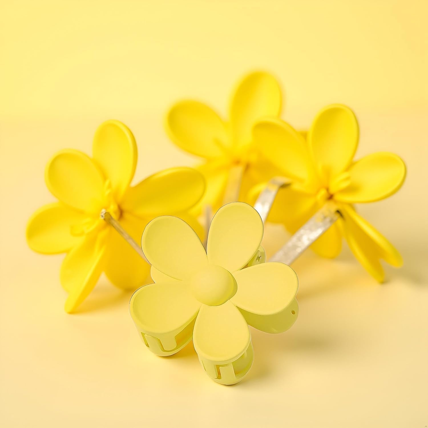 Yellow Flower Shaped Hair Claws Plastic Hair Claws Anti-Scratch Odor Useful Firm Lightweight Hair Accessories for Beauty and Personal Care Clip and Hair Clips image number 1