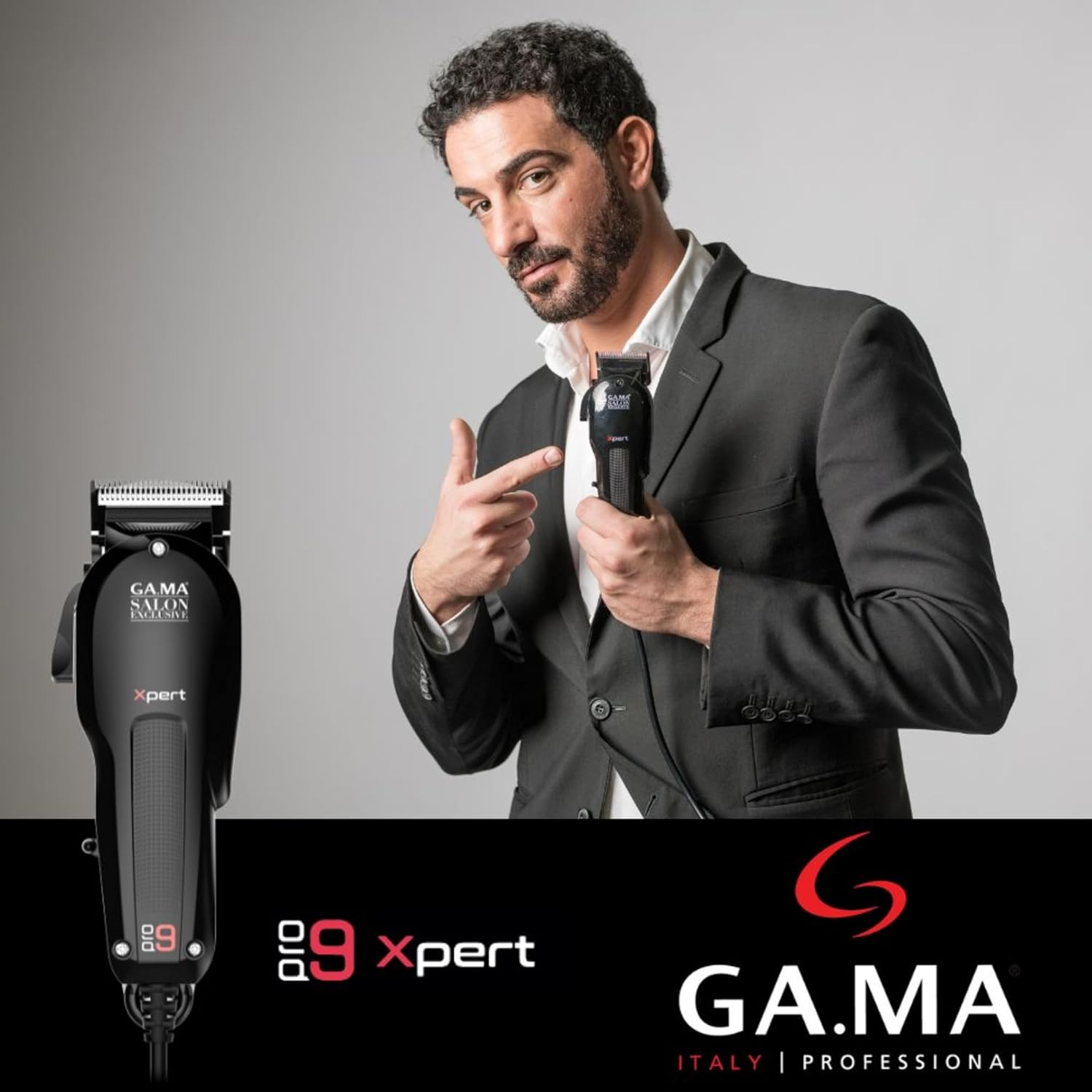 Gama Italy Professional PRO9 XPERT - Professional Men'S Hair Trimmer - Magnetic Motor - Cut between 0.8 and 3.8 Mm - 4 Guide Combs Included (3, 6, 10, 13 Mm) image number 2