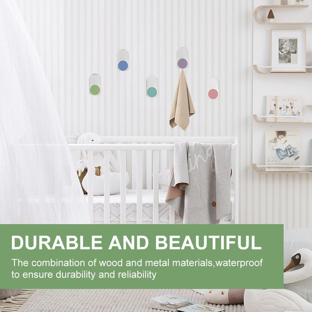 5Pcs Cute and Creative Kids' Coat Hooks,Adhesive Wall Hooks for Hanging Backpacks, Towels, Clothes, Keys, and Hats image number 3