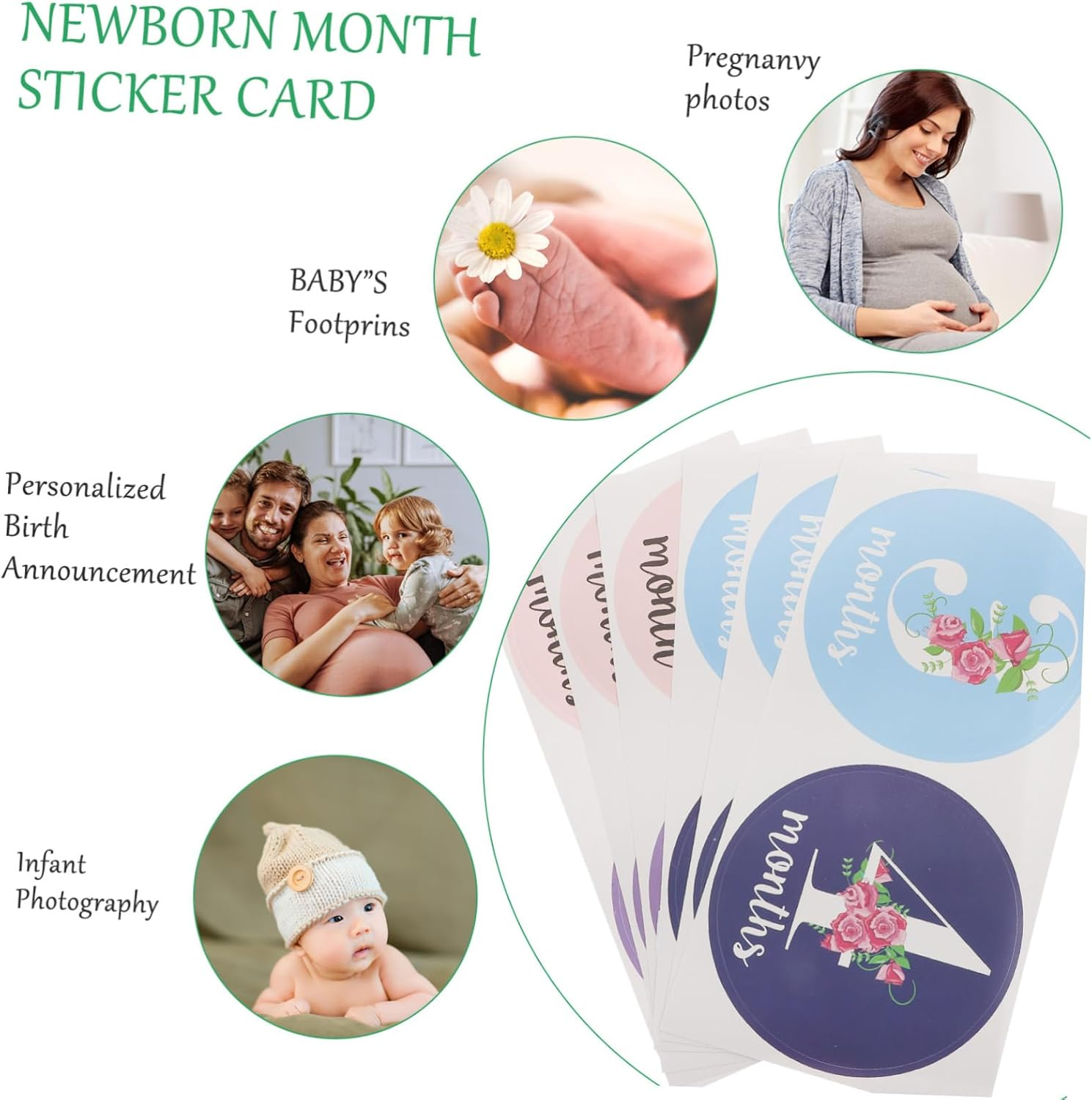 12Pcs Milestone Sticker Cards for Newborn Monthly Photo Prop Decor Adorable Boy Girl Belly Stickers Creative Newborn Monthly Paste image number 5