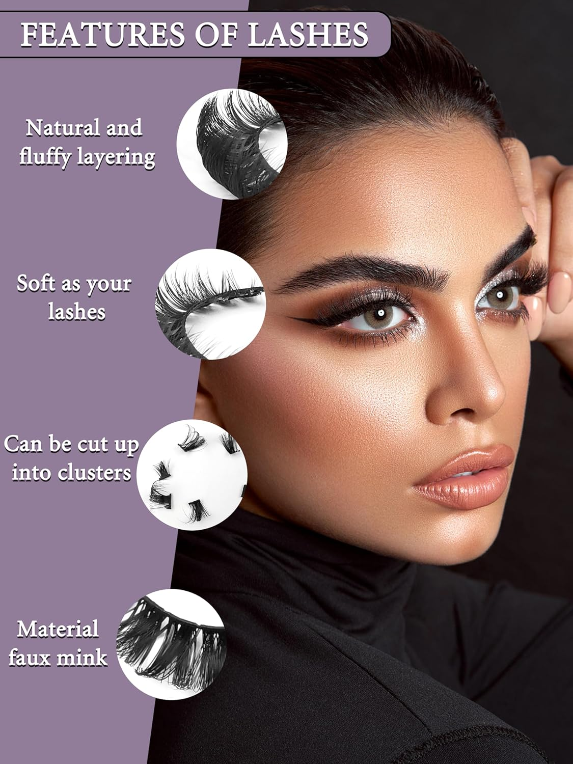 BELEVO Natural False Eyelashes, False Eyelashes False Eyelashes False Eyelashes Volume Russian Lashes image number 2