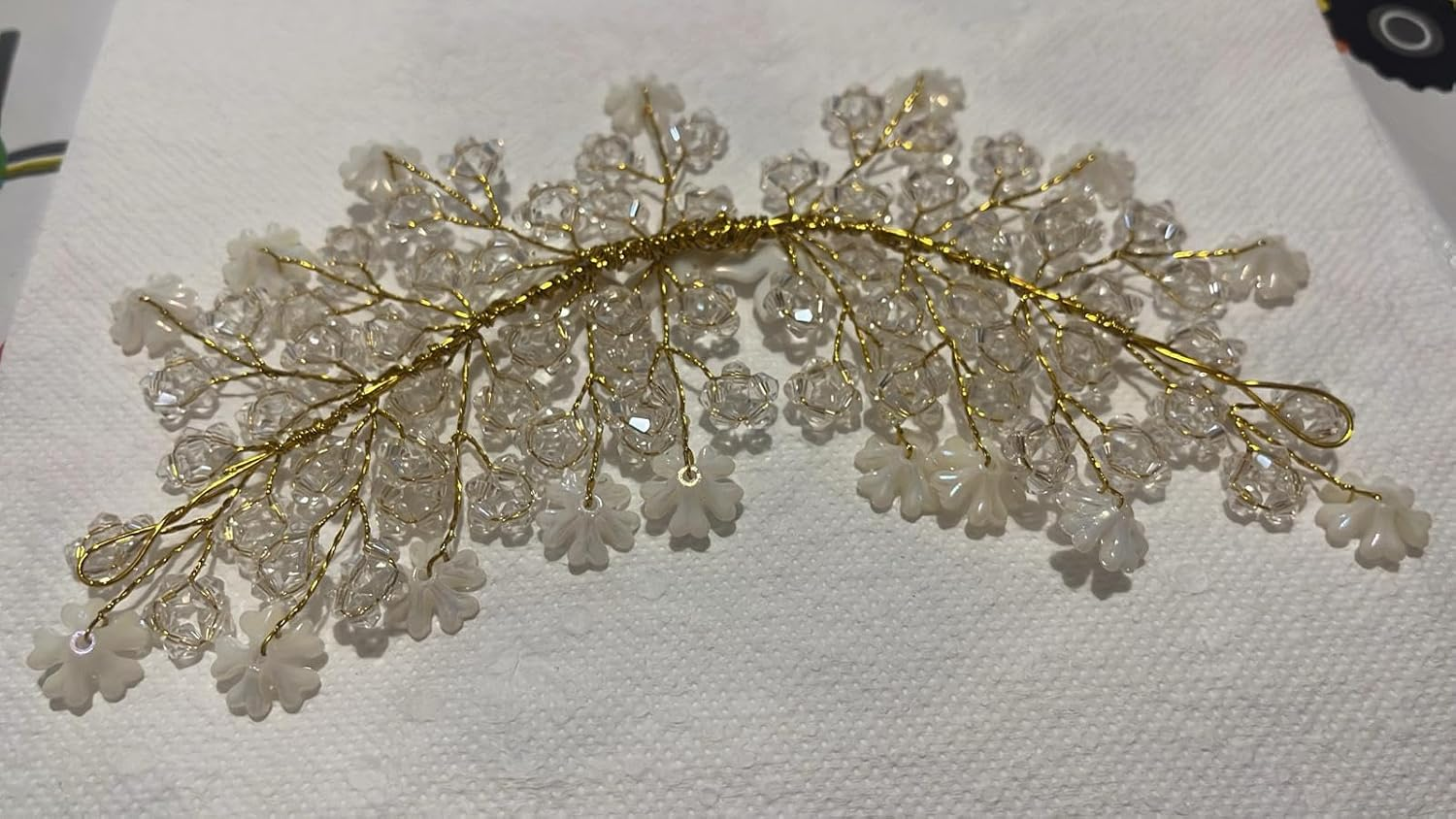 NTY Collections Hair Accessorieswomen & Girls for Wedding | Floral Bridal Brooch | Hair Pin | Artificial Flower| Pearl Style Juda Bun Accessories |Hairstyle Decoration Bride Clip | Gold Wire with White. image number 1