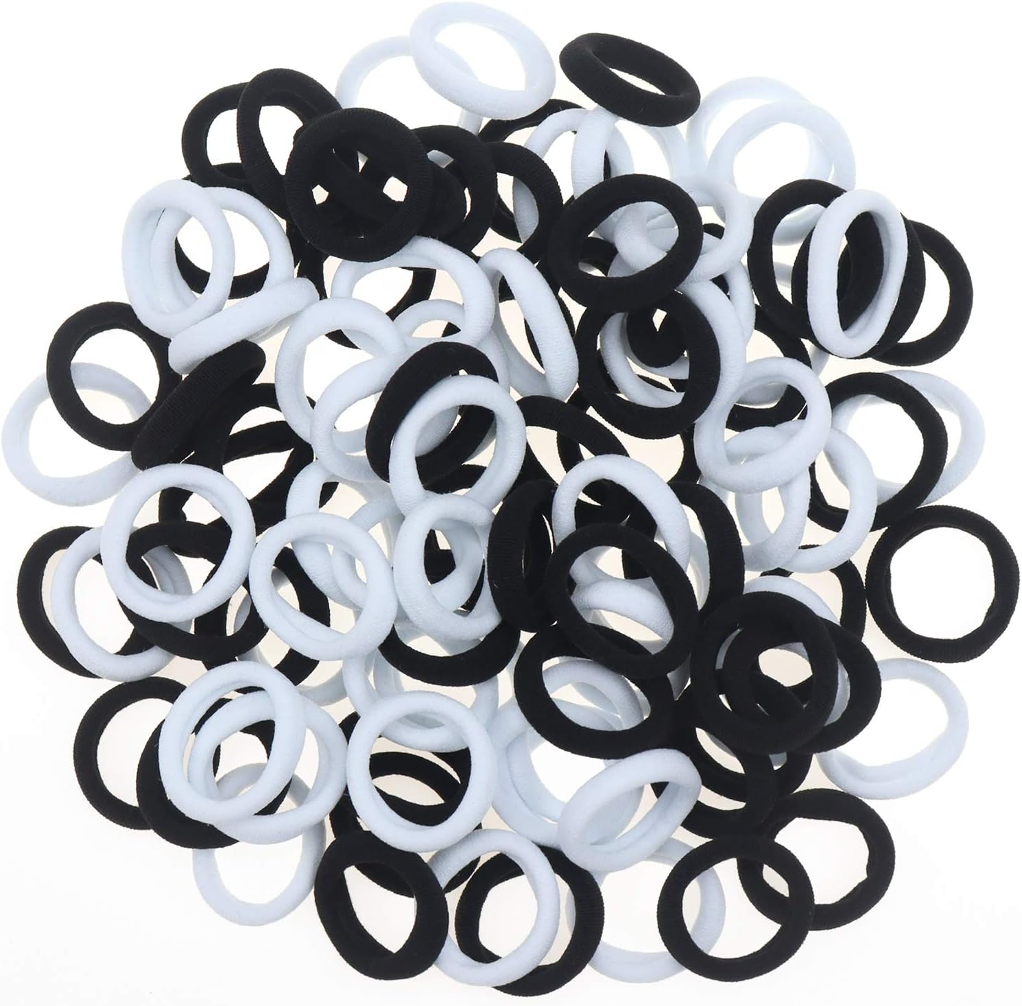 100 Pack Black Color Nylon Small Hair Ties Seamless Colorful Ponytail Holder Toddlers Baby Girls' Hair Elastics image number 5
