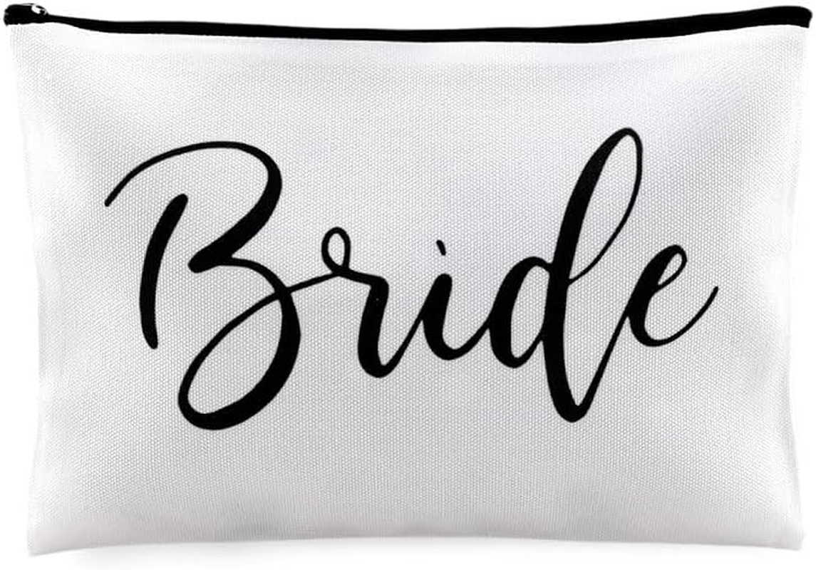 Bridal Shower Gifts for Bride Bachelorette Wedding Party Supplies Bridal Makeup Bag Engagement Presents for Fiancee Bride-To-Be Travel Cosmetic Bag for Women image number 4