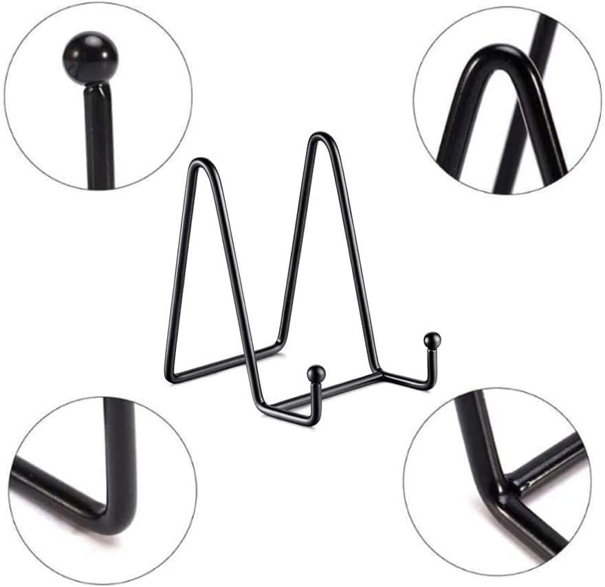 6 Inch Plate Stands for Display, 3 Packs Plate Holder Display Stand, Metal Frame Holder Stands for Book, Pictures, Photo Easel, Tabletop Artistic Work image number 2