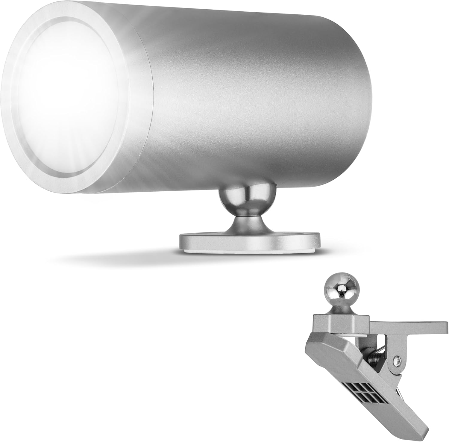 REV LED Wall Light with Battery and Motion Sensor, 180 Lm, Wireless, Dimmable, 360&deg; Rotatable, Path Light to Take with You - Ideal for Camping, Garage & Basement, IP54, Silver image number 1