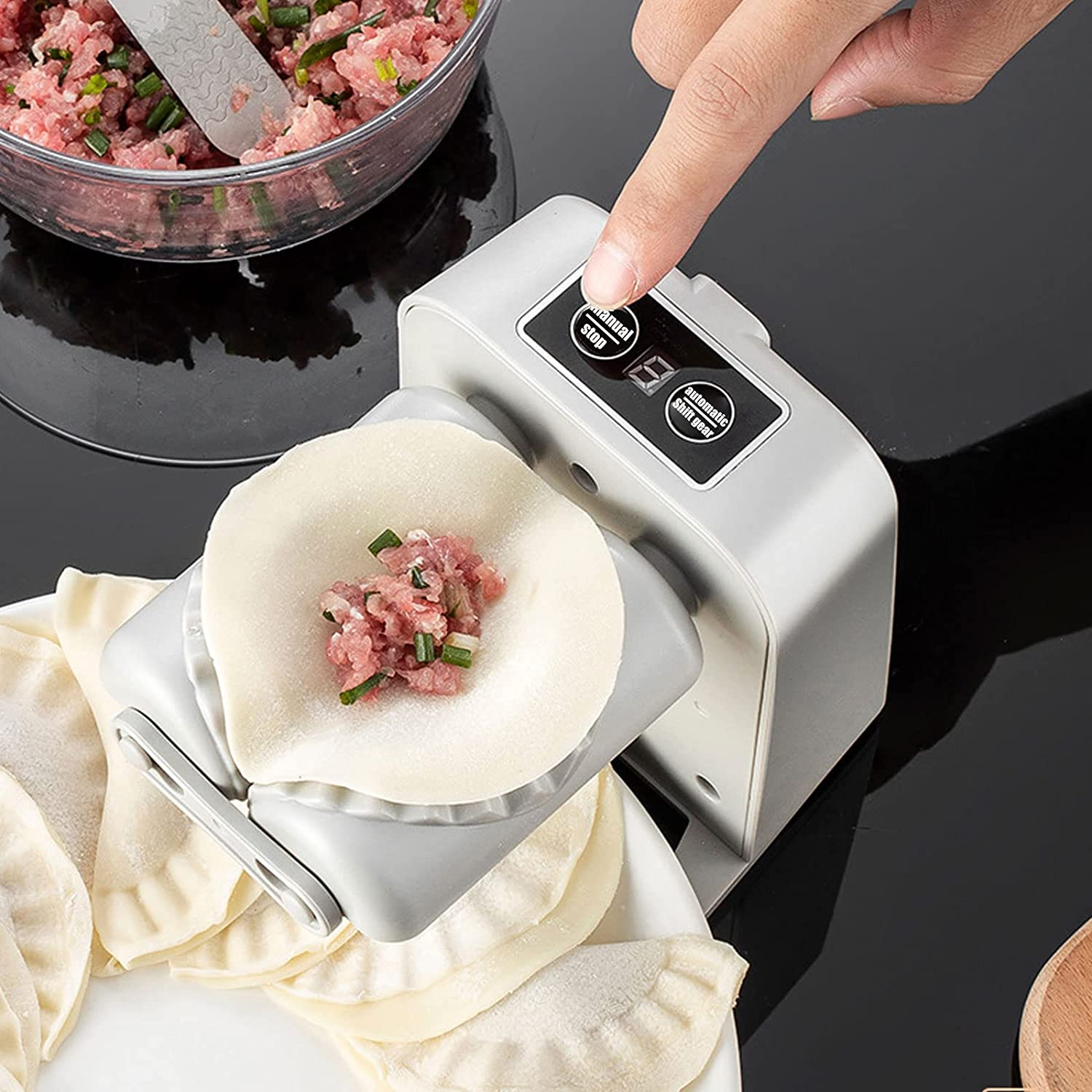 Automatic Dumpling Maker USB Rechargeable Electric Dumpling Maker Mold with 2 Gears Washable Household Large Ravioli Dumpling Press Machine for Home Kitchen