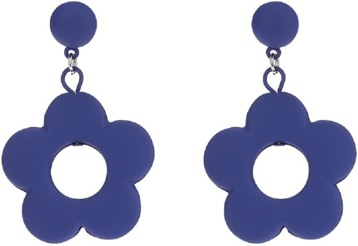 60 70S Big Acrylic Daisy Flower Petal Drop Dangle Earrings Stud Resin Floral for Women Girls Colorful Summer Y2K Holiday Jewelry