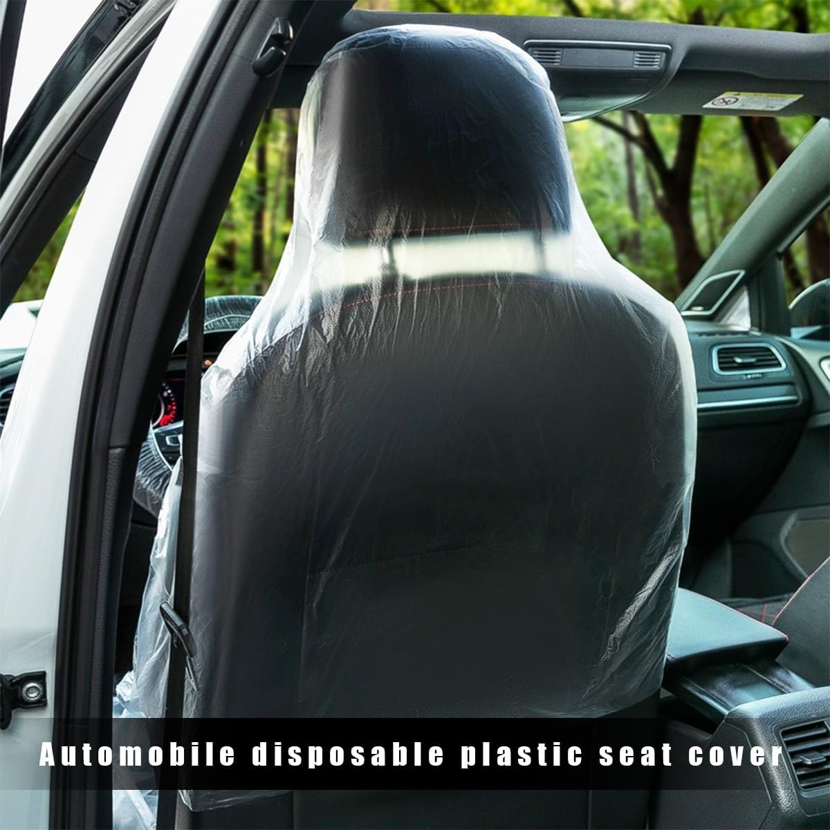 Povtii 100 PCS Disposable Car Seat Covers, Dustproof Plastic Auto Seat Protective Covers, Universal Clear Vehicle Seat Protector for Airplane Seats, Salon Chairs, Car Accessories image number 4