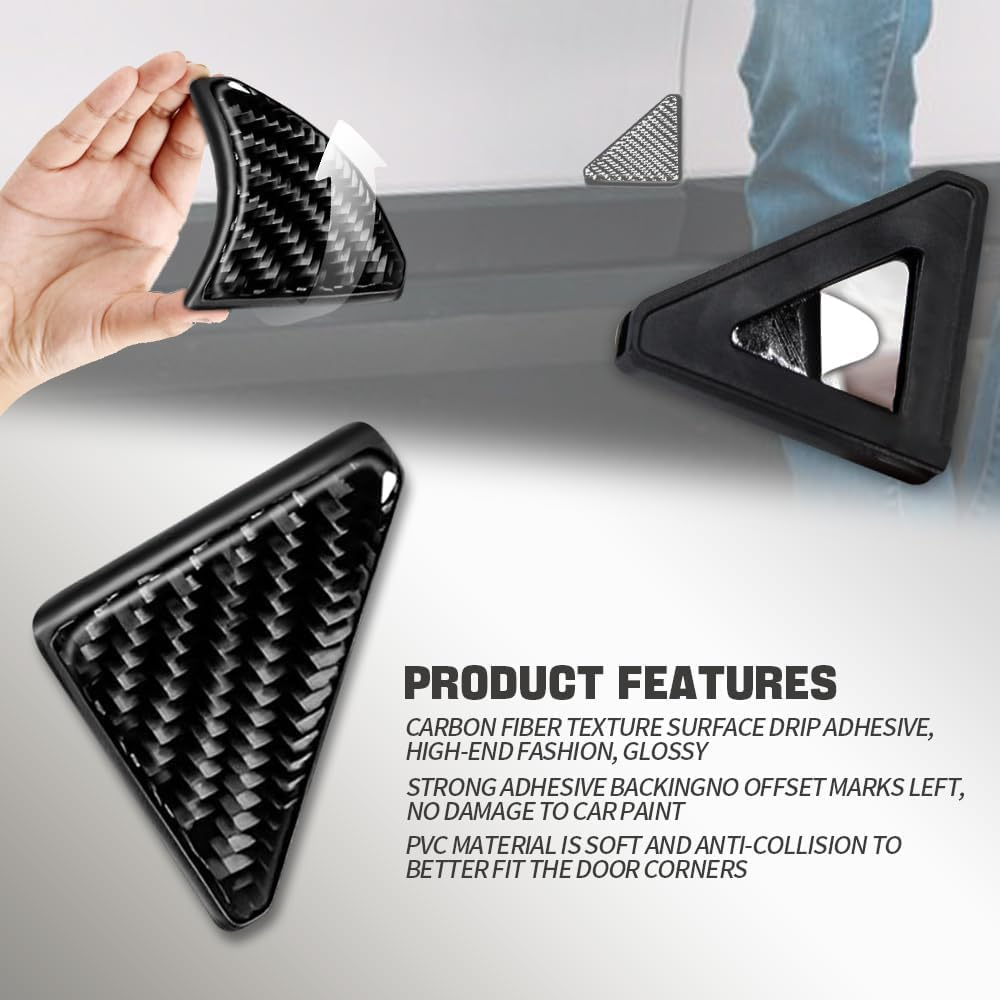 Car Door Corner Covers, 2 Pcs Carbon Fiber Anti-Collision Corner Protectors, Self-Adhesive Front Door Protector Stickers, Durable Car Accessories for Auto, Trucks, and SUV image number 1