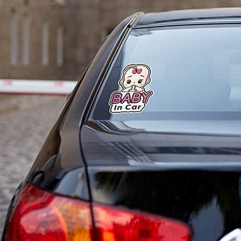 2 Pcs Baby in Car Stickers Sign and Decal for Girl Baby Car Removable Safety Notice on Board Stickers (Girl Style) image number 6