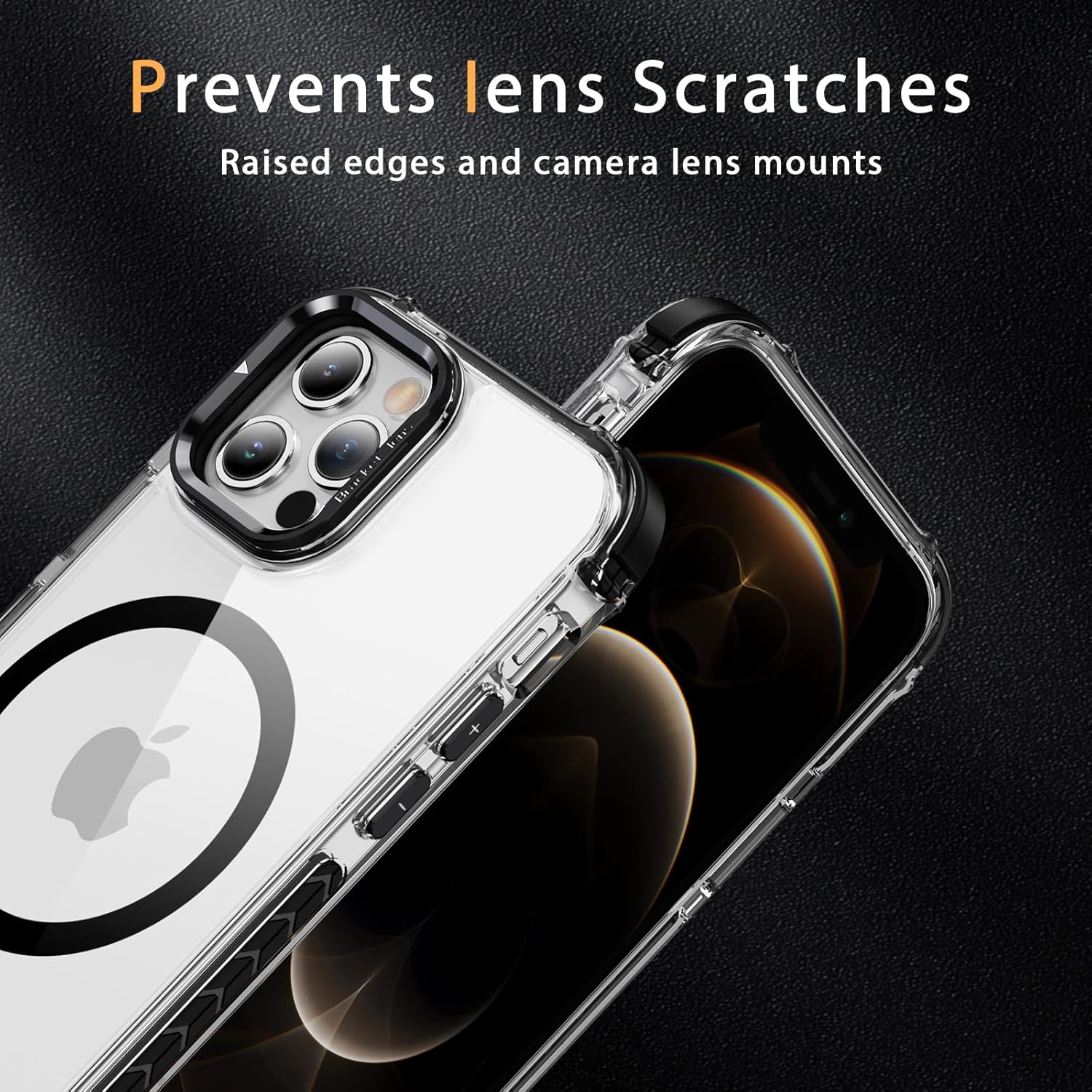 For Iphone 13 Case,For Iphone 14 Case with Metal Camera Stand,Magnetic High-Transparency Full Protection Shockproof Cover for Iphone 13/14 (Black) image number 3