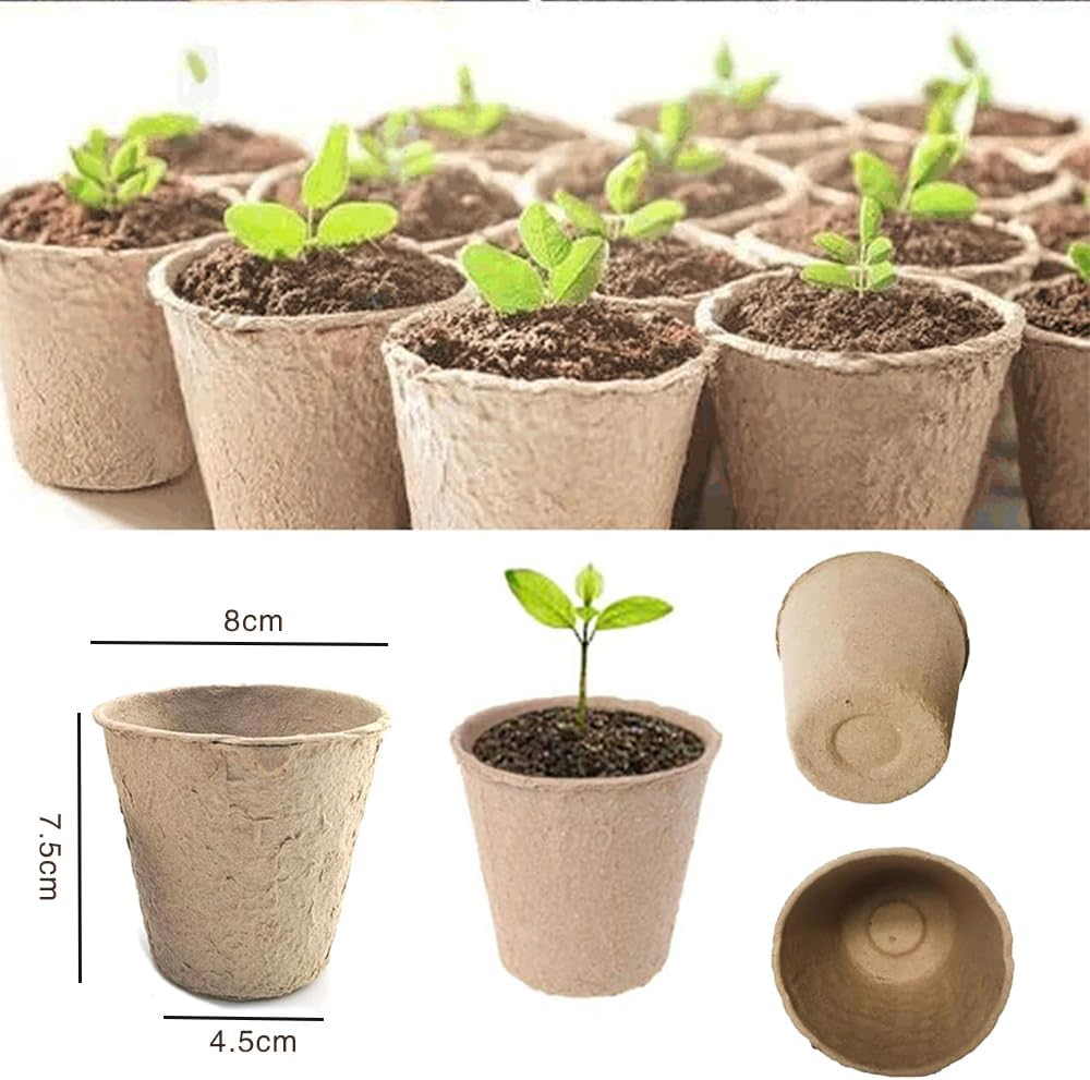 100 Pcs 8CM Seed Starter Pots, Organic Planting Peat Pots for Garden Seedling, Eco-Friendly and Biodegradable Seedling Pots for Seed Germination image number 4