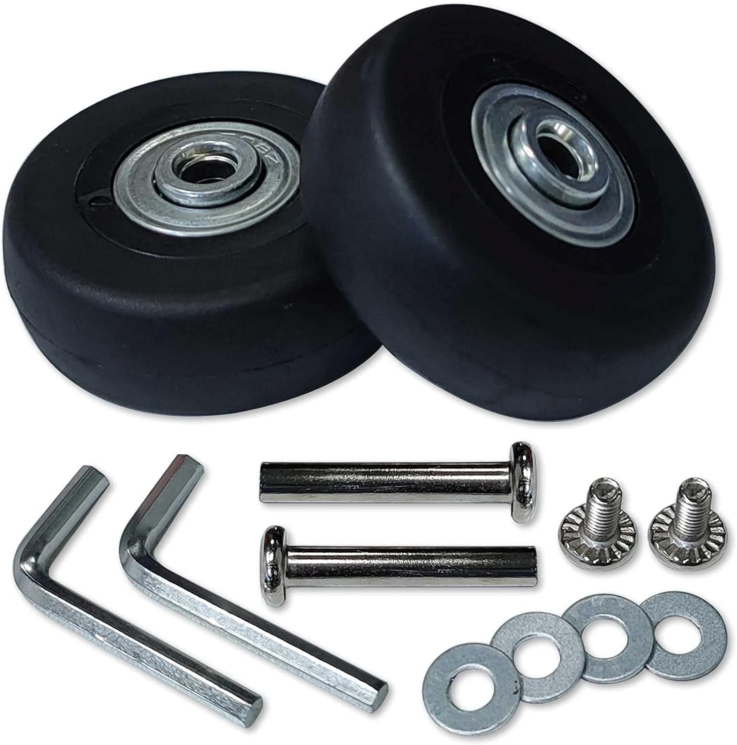 Luggage Suitcase Replacement Wheels 360 Spinner Wear Resistant Rubber Caster Deluxe Repair Tool Kits with Metal Bearings Axles M6 X 36Mm, Black, 60Mm X 18Mm X 6Mm, 2Pcs image number 3