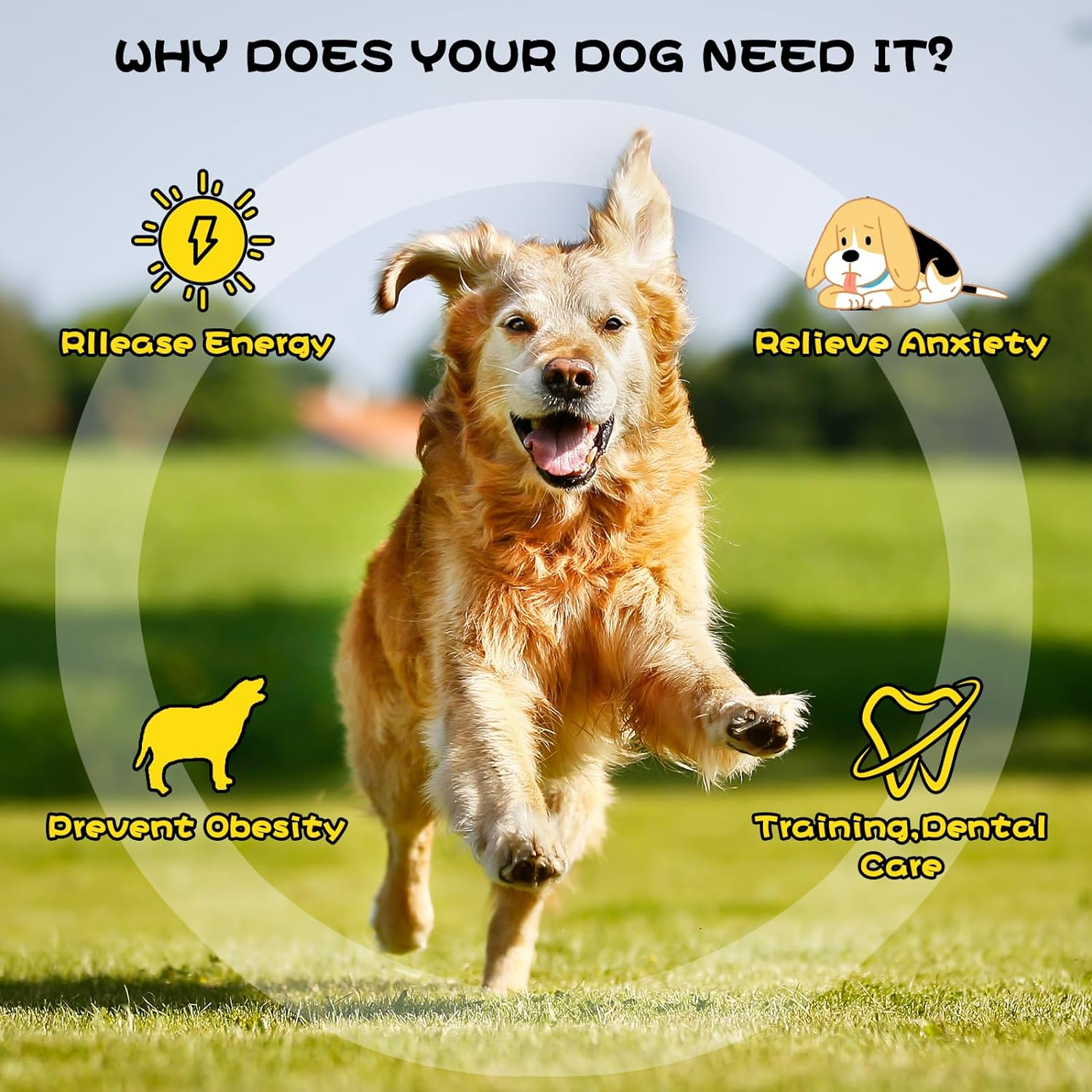 Dog Toy, Giggle Ball Dog Toy, Durable Wobble Wag Chewing Dog Balls, IQ Training Cleaning Teeth Indoor Outdoor for Medium Large Dogs, image number 1