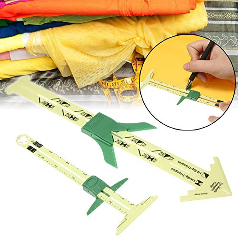 TF T-Shaped Sliding Gauge Sewing Measuring Ruler Tool No Hassle Triangles Gauge Handy Hem Gauge Seam Allowance Buttonhole Spacer and Circle Compass image number 2