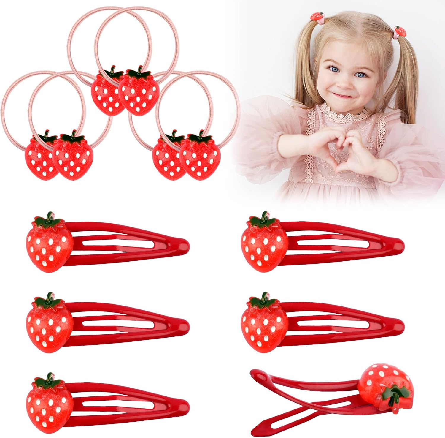 Strawberry Hair Clips and Strawberry Headband Set, Hairpin Strawberry, Snap Hair Clip, Cartoon Hair Clips, Strawberry Headband for Children Girls, Strawberry Hair Accessories, for Headwear Styling