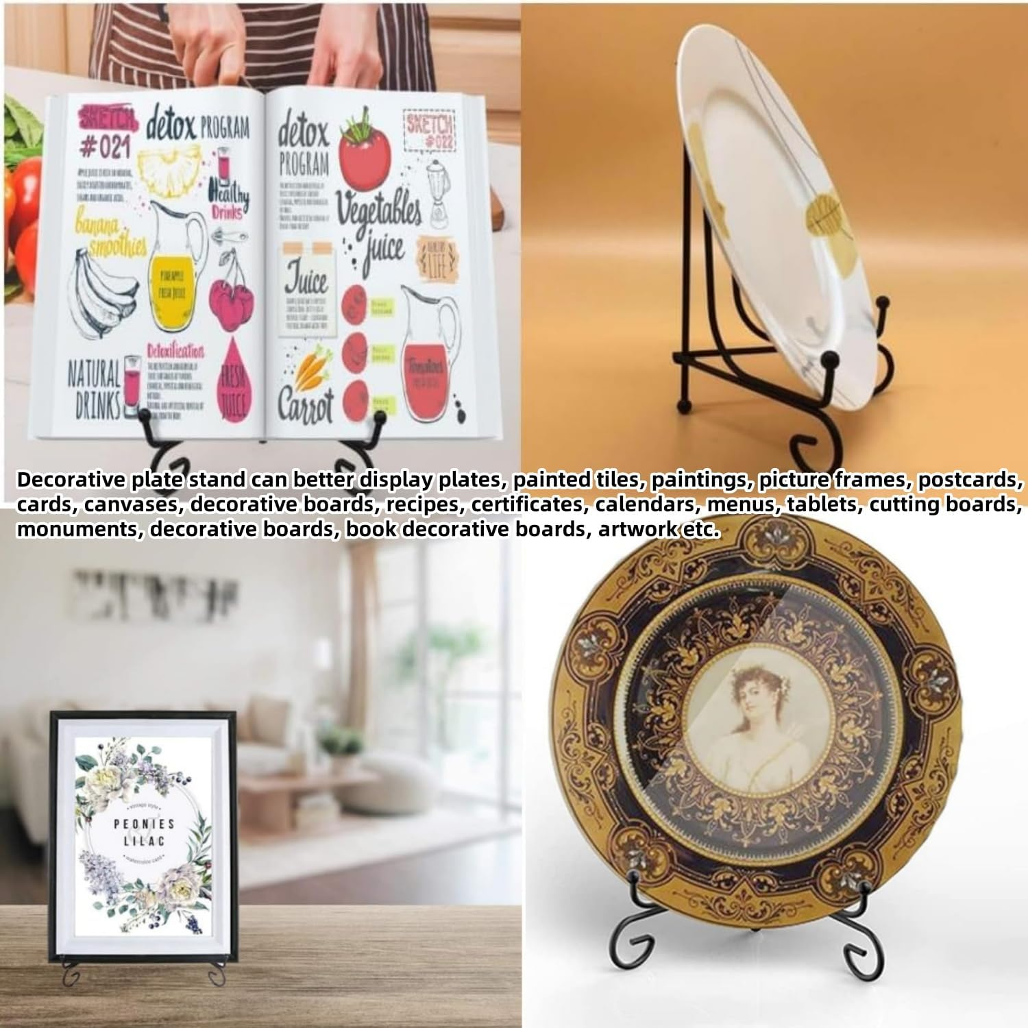 Plate Stands for Display - 6 Inch Plate Holder Display Stand , Metal Easel Stand for Picture Frame Decorative Plates, Book, Photo, Collectibles（4 Pack） image number 4