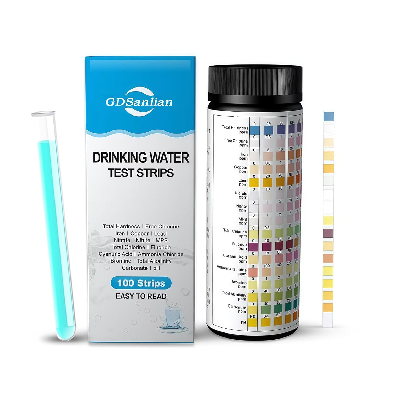 Gdsanlian 16 in 1 Water Test Kit - High Sensitivity Drinking Water Test Kit -Test Strips Detect PH, Lead, Iron & Many|Home Water Purity PH Test Strips for Aquarium, Pool, Well & Tap Water image number 3