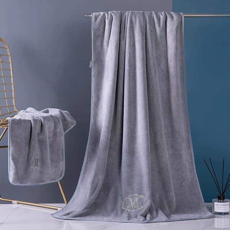KKAERDIYA Microfiber Towel 90X160 Cm 2 PCS Bath Towel Microfiber Soft, Durable and Light Weight (35 * 75+80 * 150-GY)