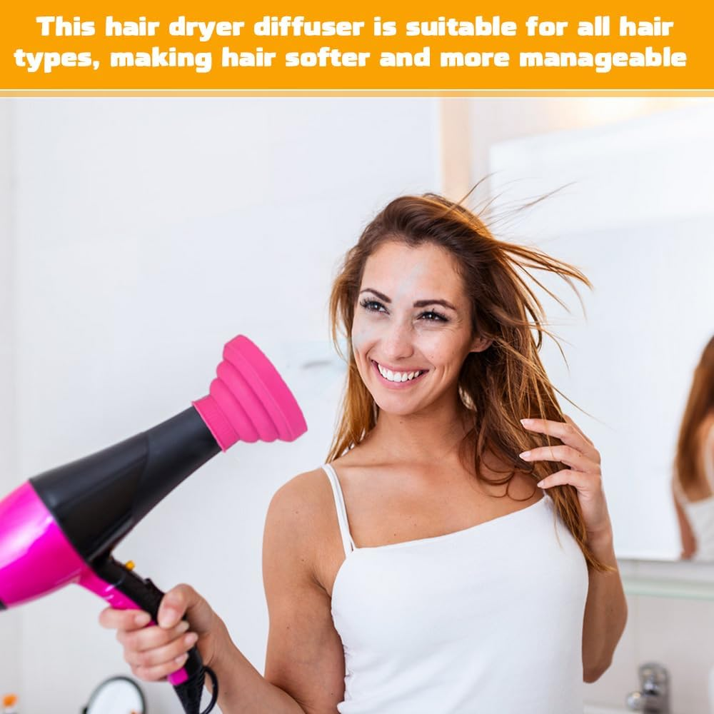 Diffuser Attachment Silicone Hair Dryer Diffuser Foldable Hair Dryer Attachment Curls Universal Diffuser Hair Dryer Portable Diffuser Hair Dryer Pink Hair Diffuser Attachment for Most Hair image number 3