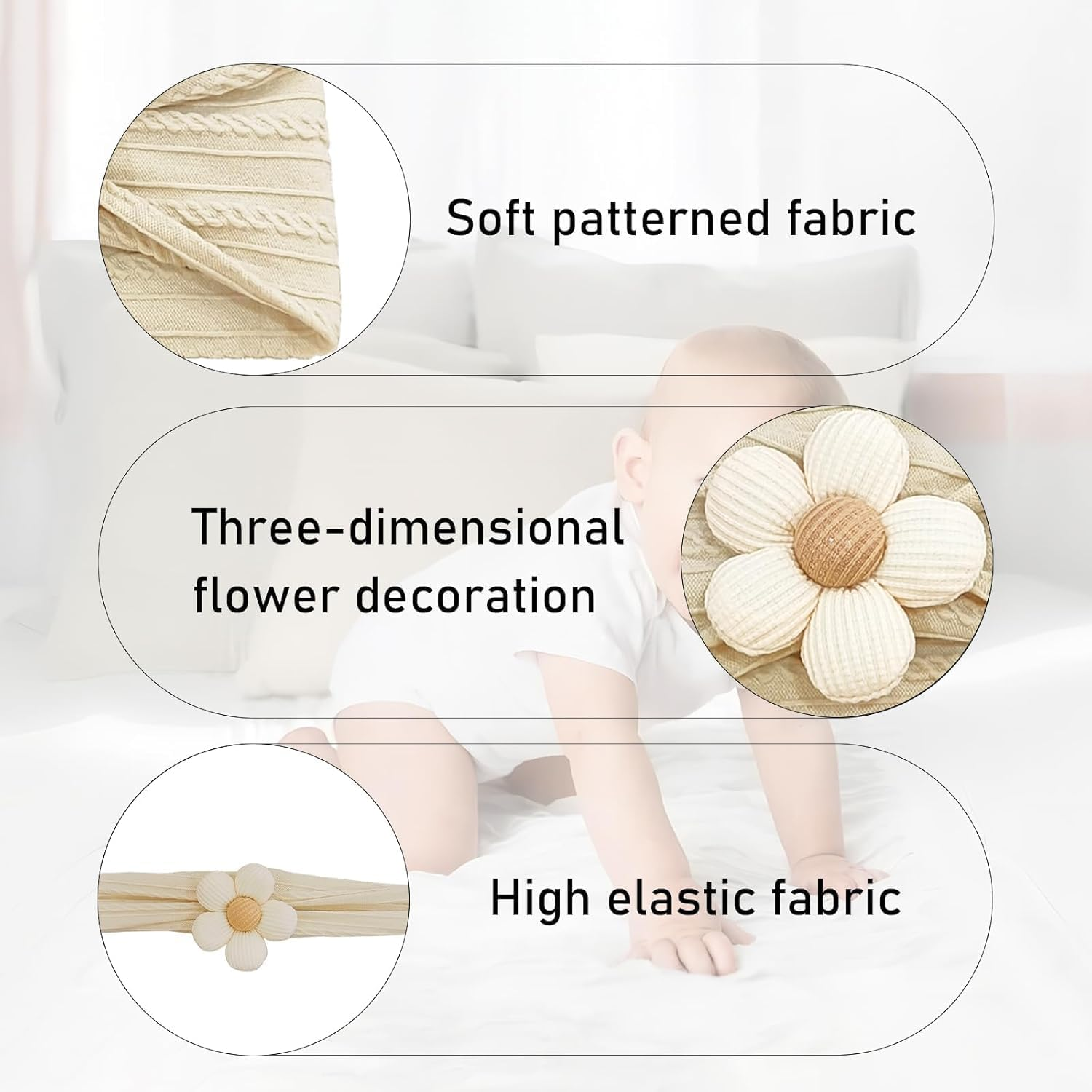 Baby Girls Nylon Headbands Socks Set, Baby Girls Headbands and Bows Nylon Elastic Hair Bands Hair Accessories for Newborn Infant Toddler Kids (Beige, S) - Brown image number 4