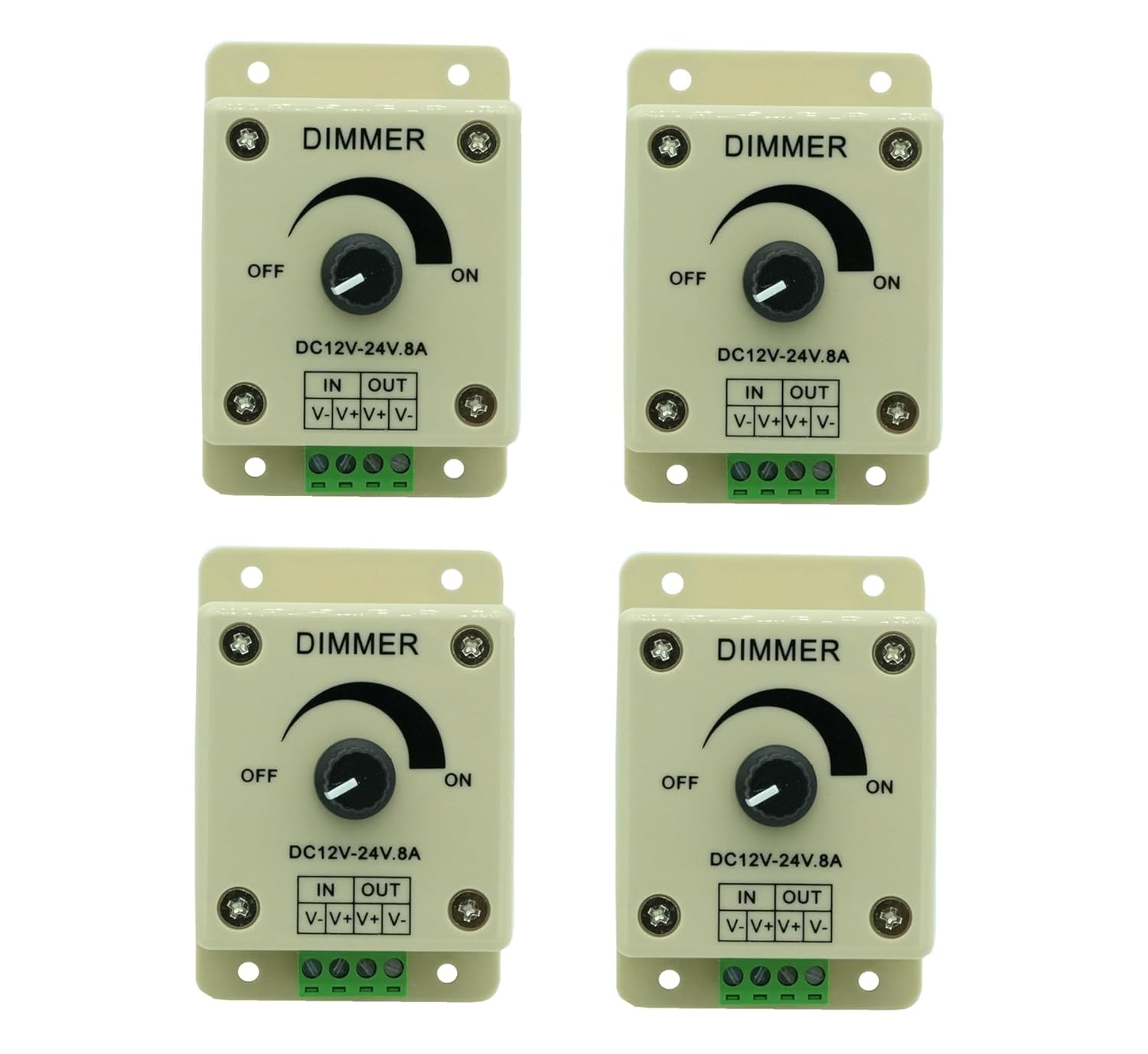 DIGISHUO 4Pcs DC12-24V 8Amp 0%-100% PWM Dimming Controller | for LED Lights Ribbon Lights Tape Lights | Dimmer Compatible with Hilight Ledwholesaler Fillite LED Trips