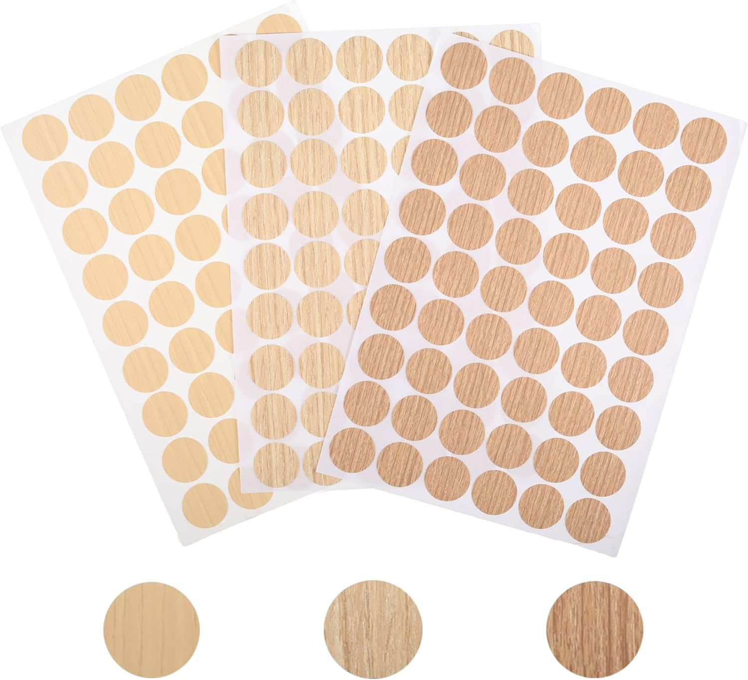 Screw Hole Stickers Self Adhesive 162 Pcs 21Mm round Oak Deep PVC Furniture Screw Cover Stickers image number 5