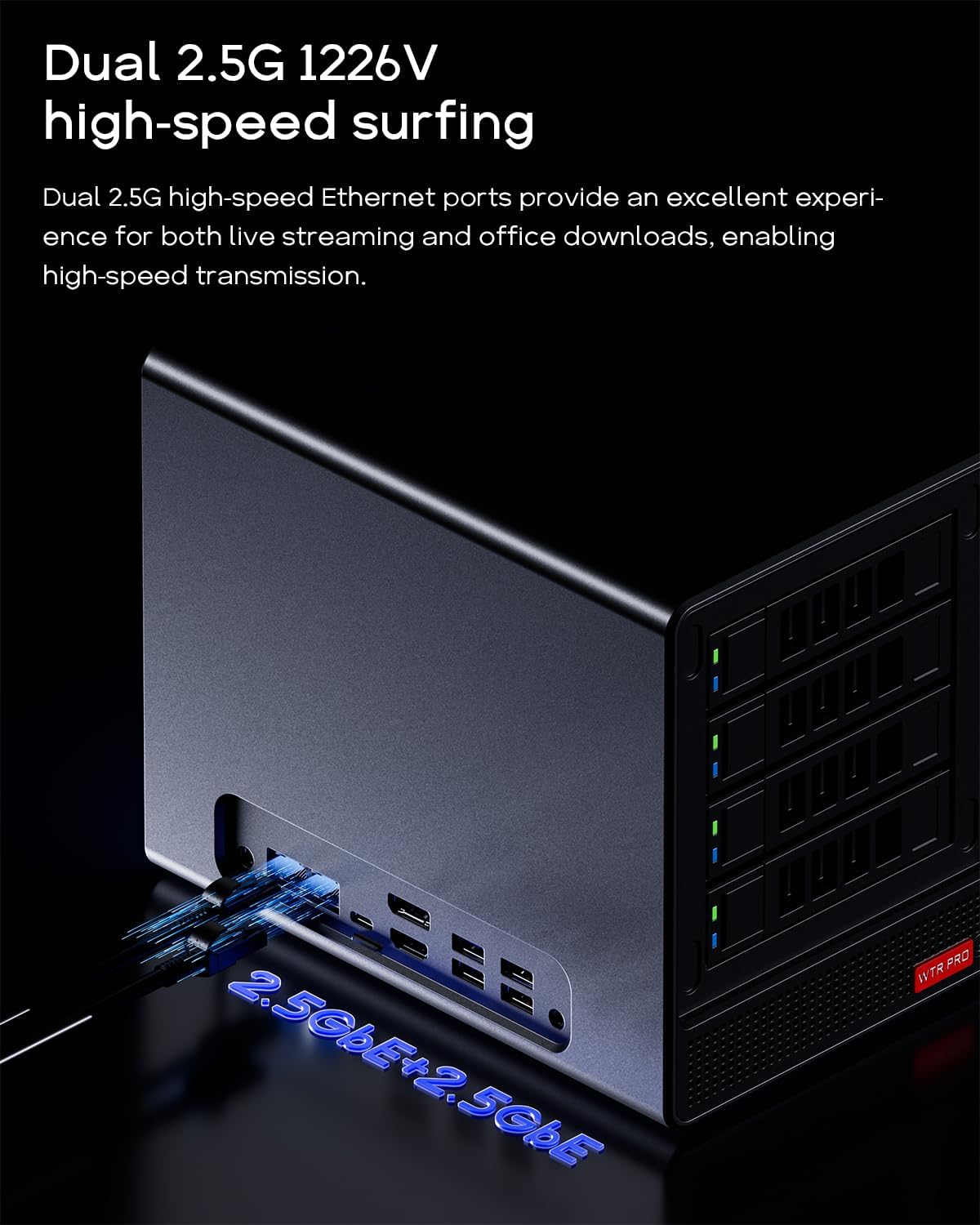 AOOSTAR WTR PRO AMD Ryzen 7 5825U 4 Bay NAS Mini PC, Support M.2 SSD X1, Micro SD X1, Wifi Network Card (Which Can Be Changed to SSD Interface). (NO RAM NO SSD) image number 2