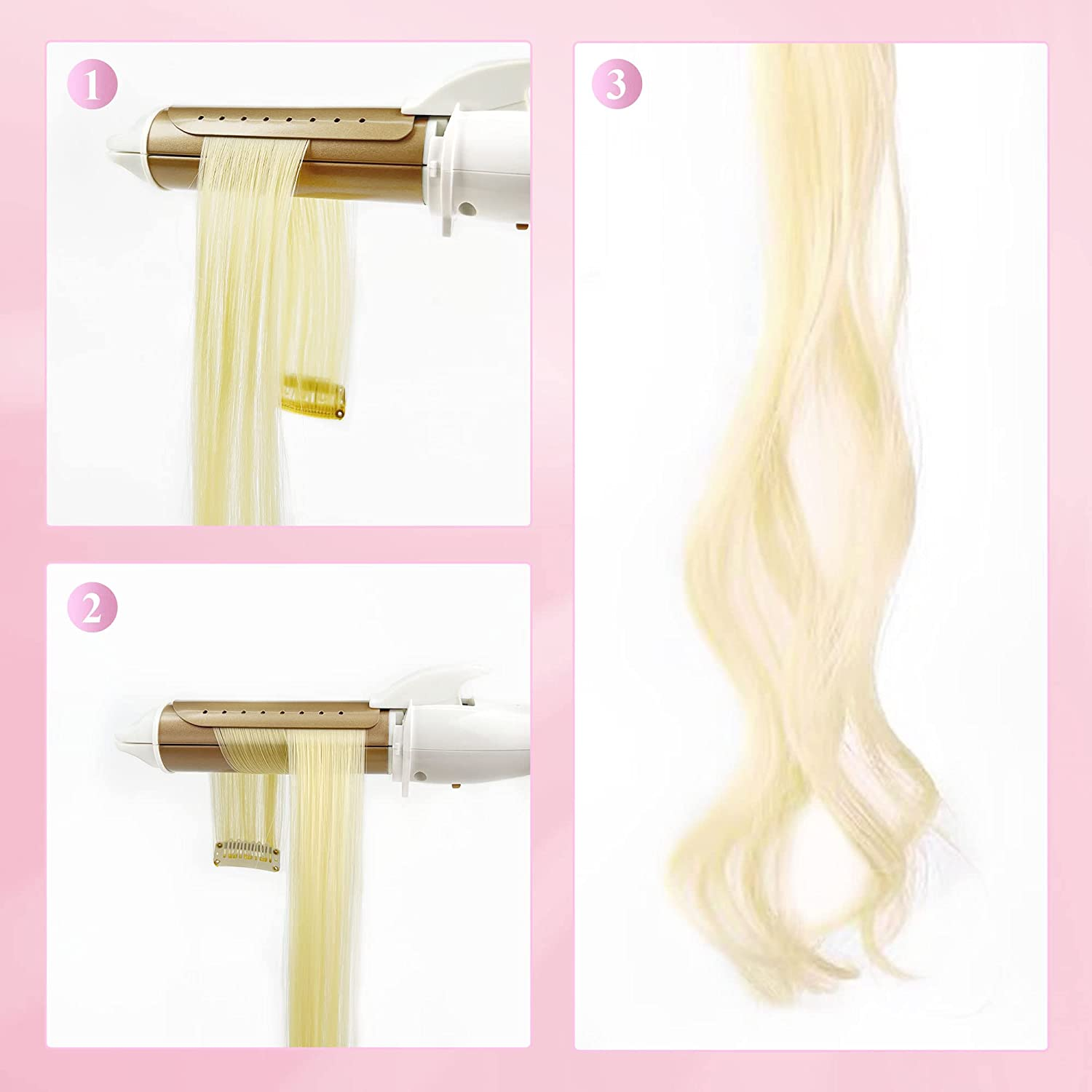 Beauty7 Braiding Hair Extensions Clips Synthetic Fiber Hair Extensions Straight Hairpieces Braid Hair Clips Braiding for Hair Extension for Girls Women 50Cm/20Inch 5 Pcs Hair Accessories Deep Purple - Deep Purple image number 2