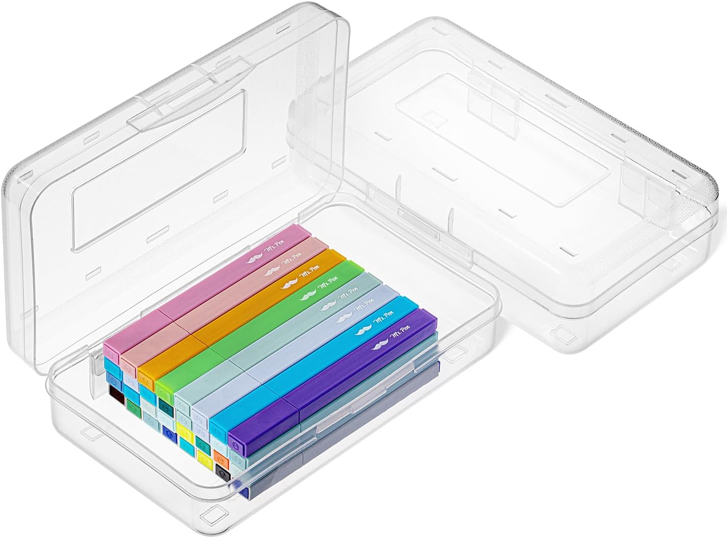 Mr. Pen- Plastic Pencil Box Case, 2 Pack, Clear, Crayon Box, Clear Pencil Case for Kids, image number 1