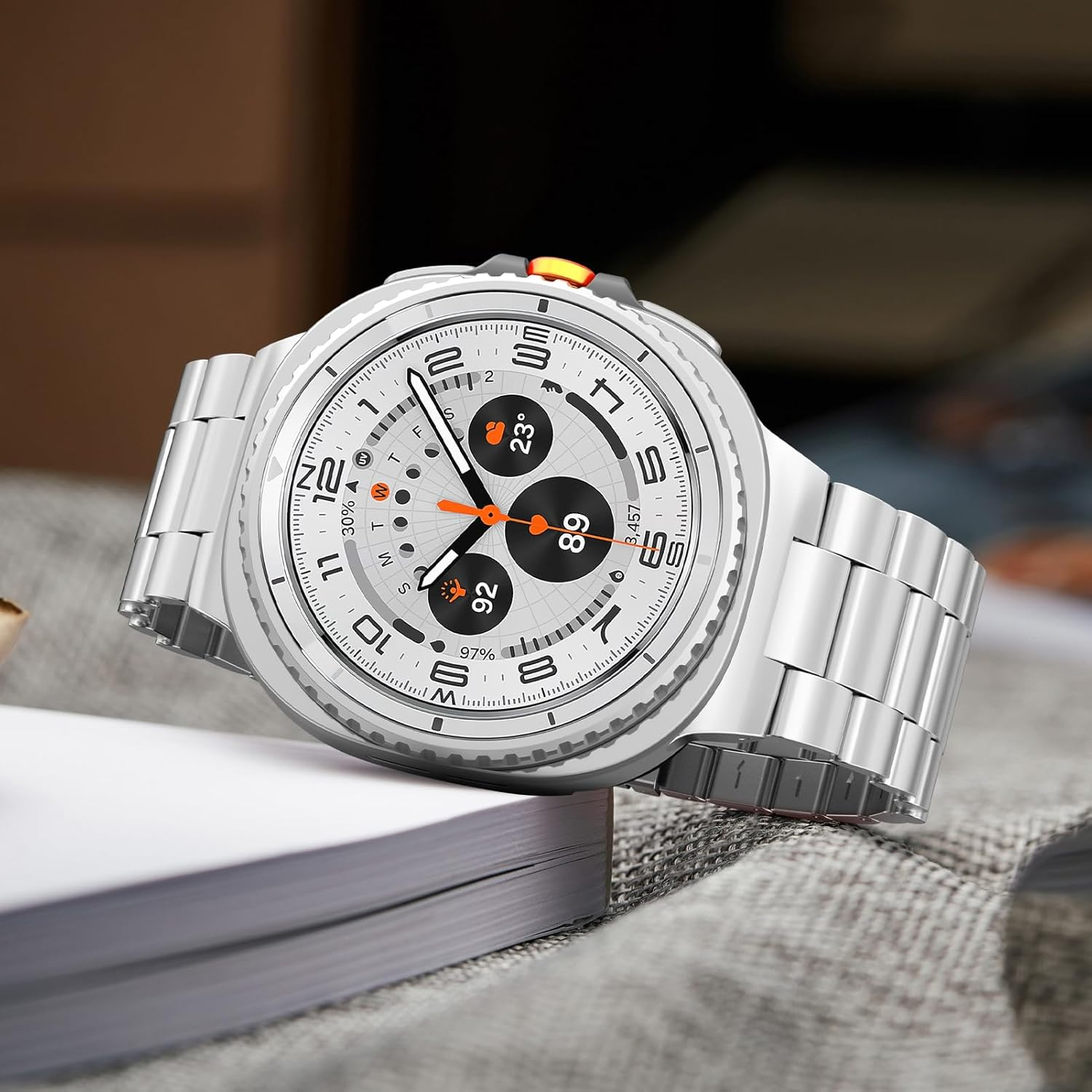 Metal Band Compatible with Samsung Galaxy Watch 8 40Mm 44Mm/8 Classic 46Mm Band Men Women, Titanium Stainless Steel Chain Strap with Folding Clasp for Galaxy Watch 8 Bands