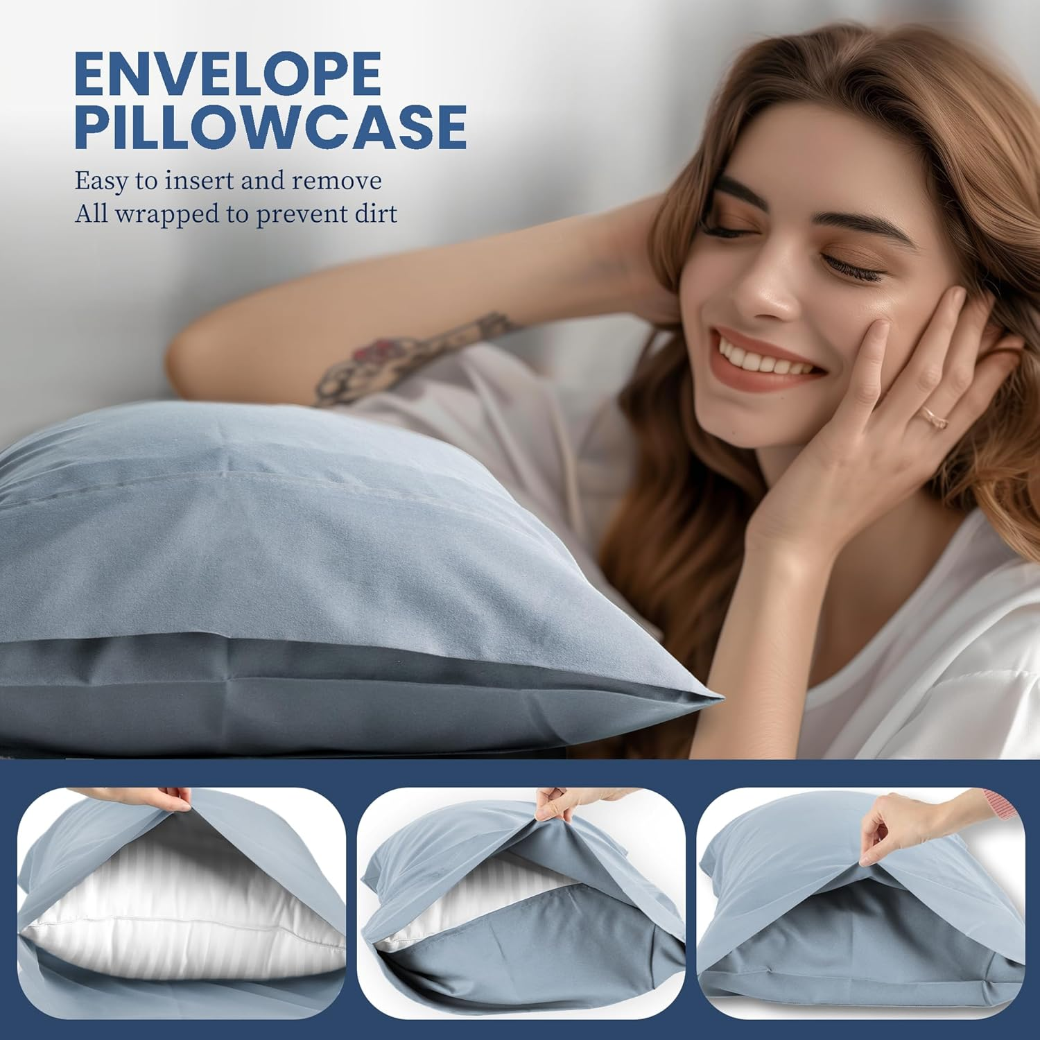 Simple Deluxe Queen Size 4 Piece Sheet Set, Lightweight Super Soft Easy Care Microfiber - Comfy Breathable, Cooling Bedding Sheets with Deep Pocket, Shrinkage and Fade Resistant, Hotel Luxury, Blue image number 2