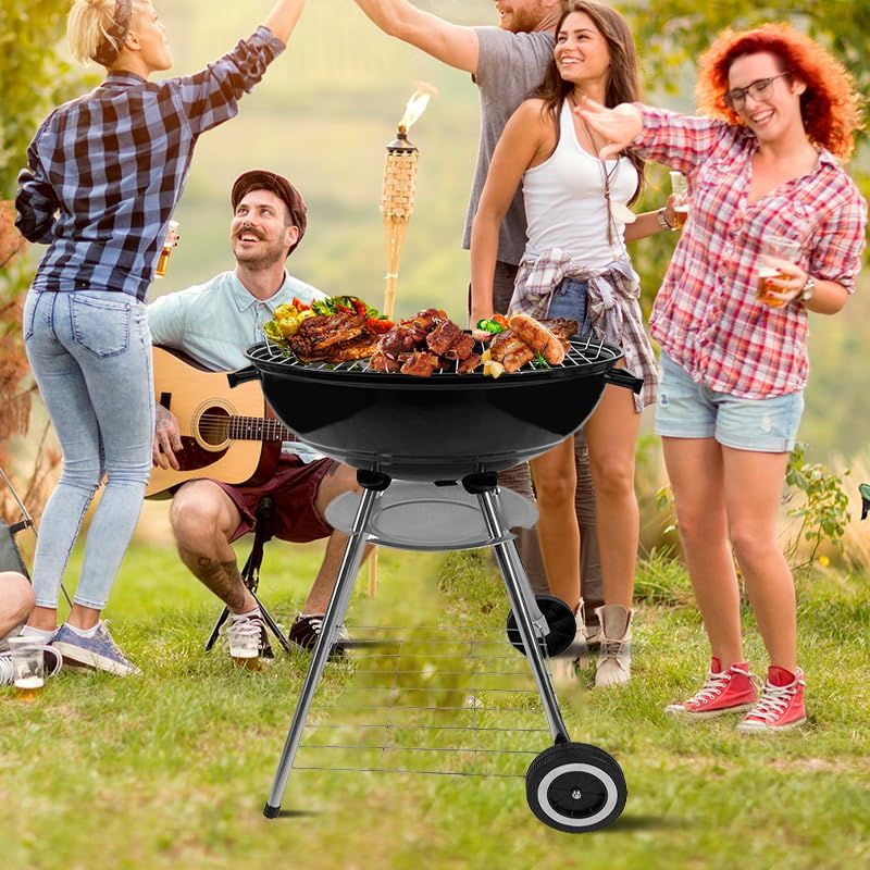 Gzcmxh Outdoor Charcoal Grill Enamel Apple Shape Portable Camping Grill Barbecue Charcoal Kettle Grill Camping Picnic Charcoal Grill Barbecue Charcoal Grill (22Inch Apple) image number 3