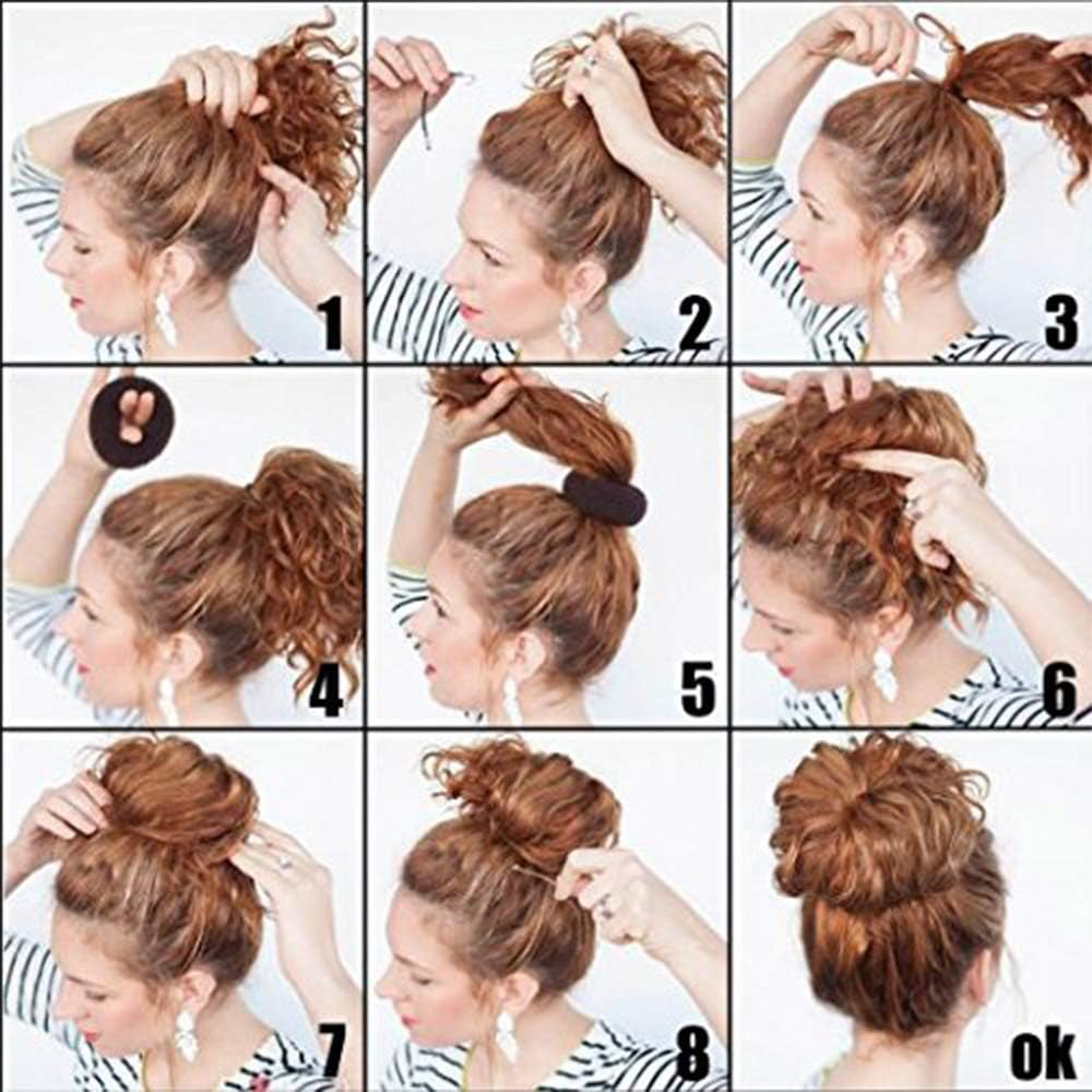 Hair Donut Bun Maker, Ring Style Bun, 2PCS Chignon Hair Large Doughnut Shaper for Thick and Long Hair (Large, 8.9Cm /Brown)