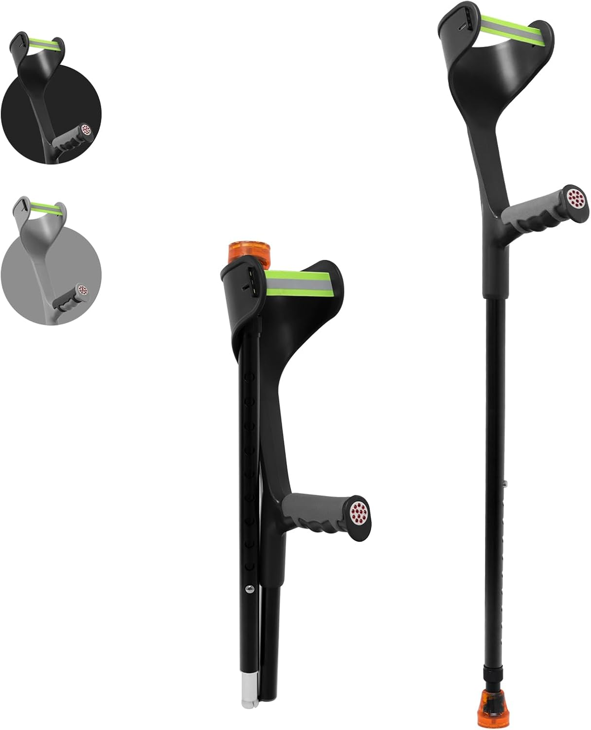 Folding Elbow Crutches for Adults Women Men,Lightweight Height Adjustable Crutches with Comfy Handle, Ergonomic Grip Forearm Crutches,With Non-Slip Base Mobility and Walking Aids (Black, 2 Unit) image number 6