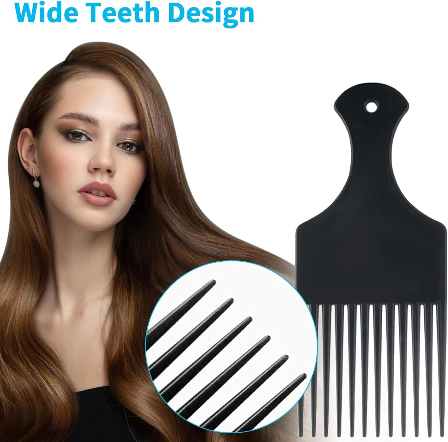 GVSS 3 X Afro Comb, Long Afro Kinky Hair Comb, Wide Flat Tooth Plastic Hair Comb, Hairdressing Tool for Styling and Detangling Curly and Tangled Hair image number 4