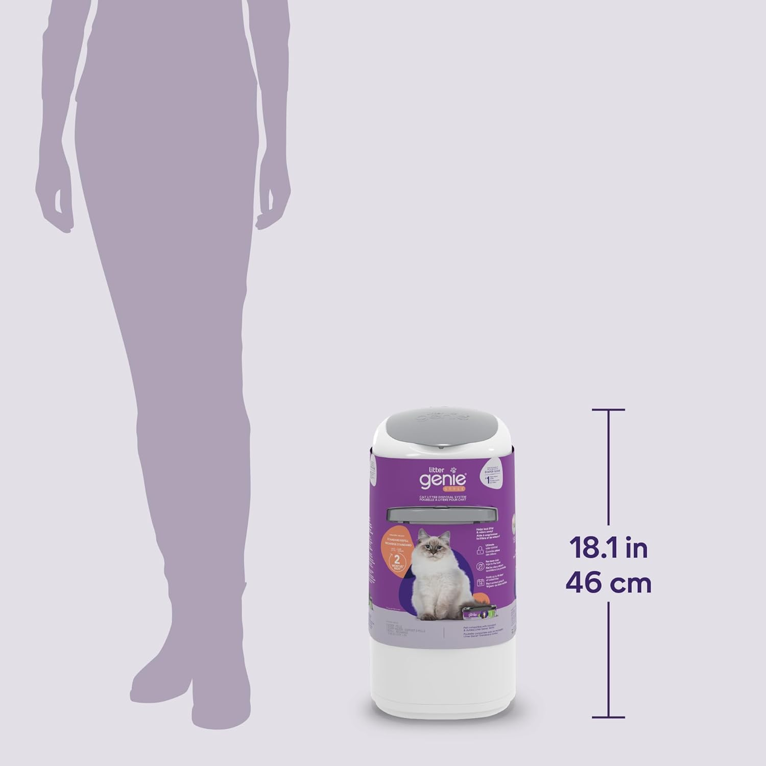 Litter Genie Style Pail |Cat Litter Waste Disposal System for Odor Control | Includes 1 Square Refill Bag image number 1