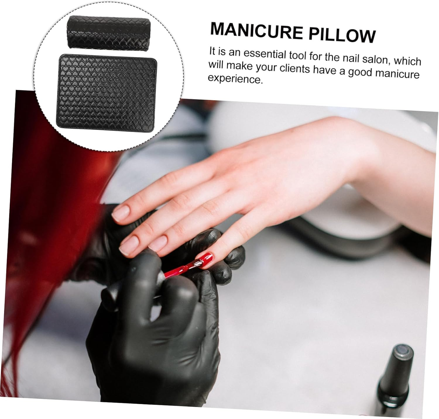 DONFAMDS Nail Art Hand Pillow Manicure LED for Cushion UV Support Rest Salon Polish Pedicure along with Wrist Pad Nail Art Supplies Black image number 2