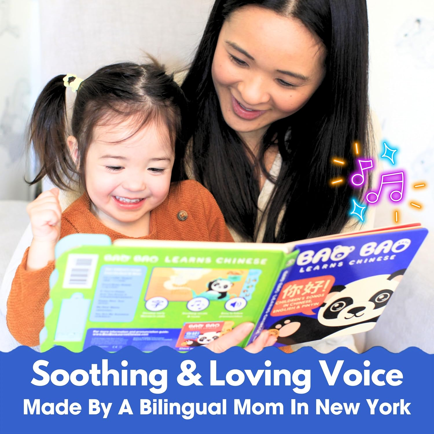 Bao Bao Learns Chinese Learn Mandarin Chinese with Our Music Book of Childrens Songs for Toddlers & Babies; Bilingual Baby Book with Pinyin Interactive Musical Toy for Learning image number 2