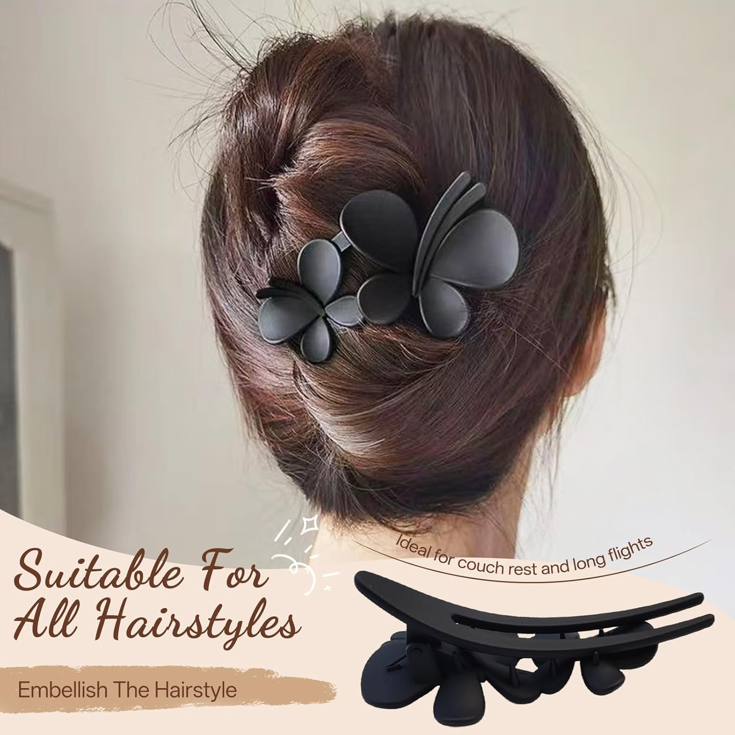 Pack of 3 Women'S Hair Clips, French Hair Clips, Butterfly Hair Clip, French Hair Clip, for Thick & Thin Hair, Everyday, Sports or Relaxation - D image number 2